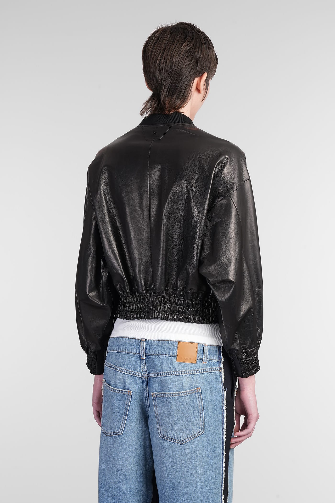 Salvatore Santoro Bomber Jacket In Black Leather In Black