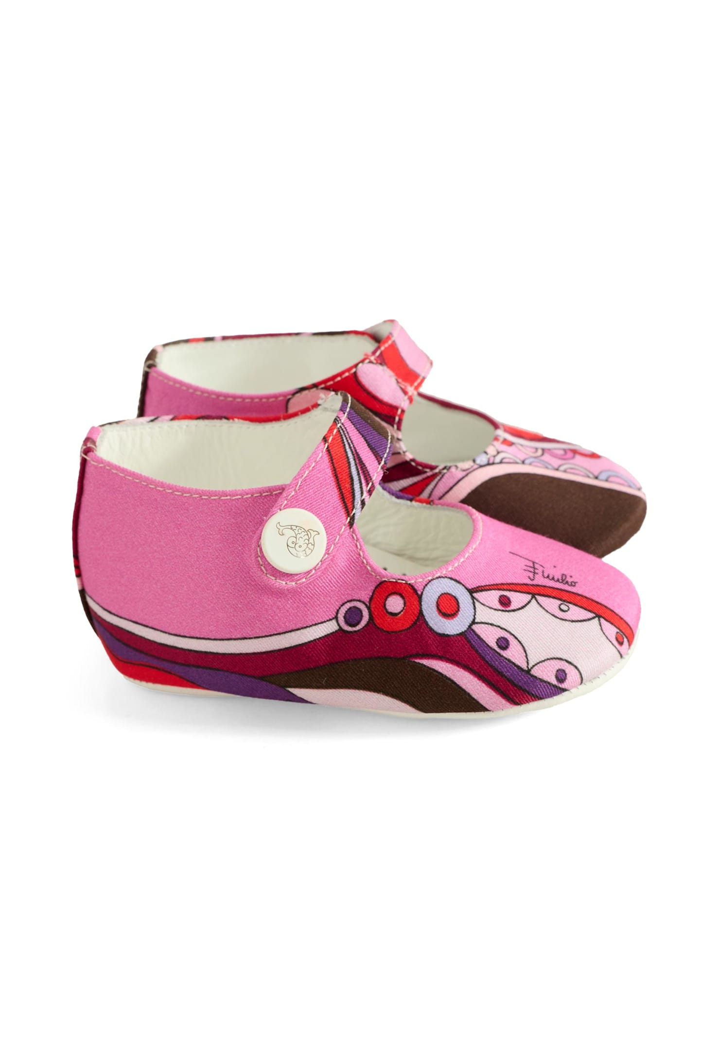 Pucci Fuchsia Ballet Flats For Baby Girl With Print In Pink