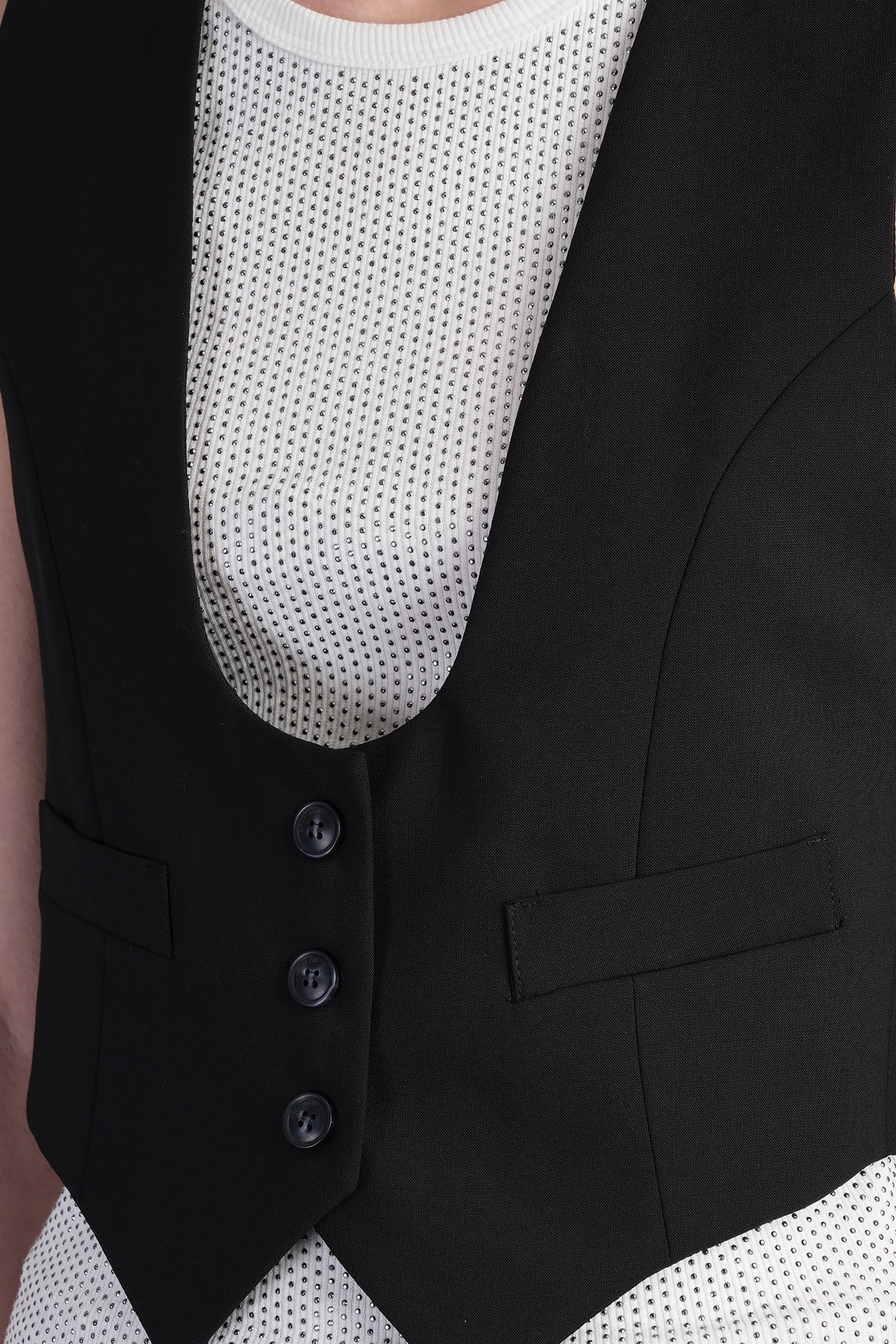 A Paper Kid Vest In Black Wool In Black