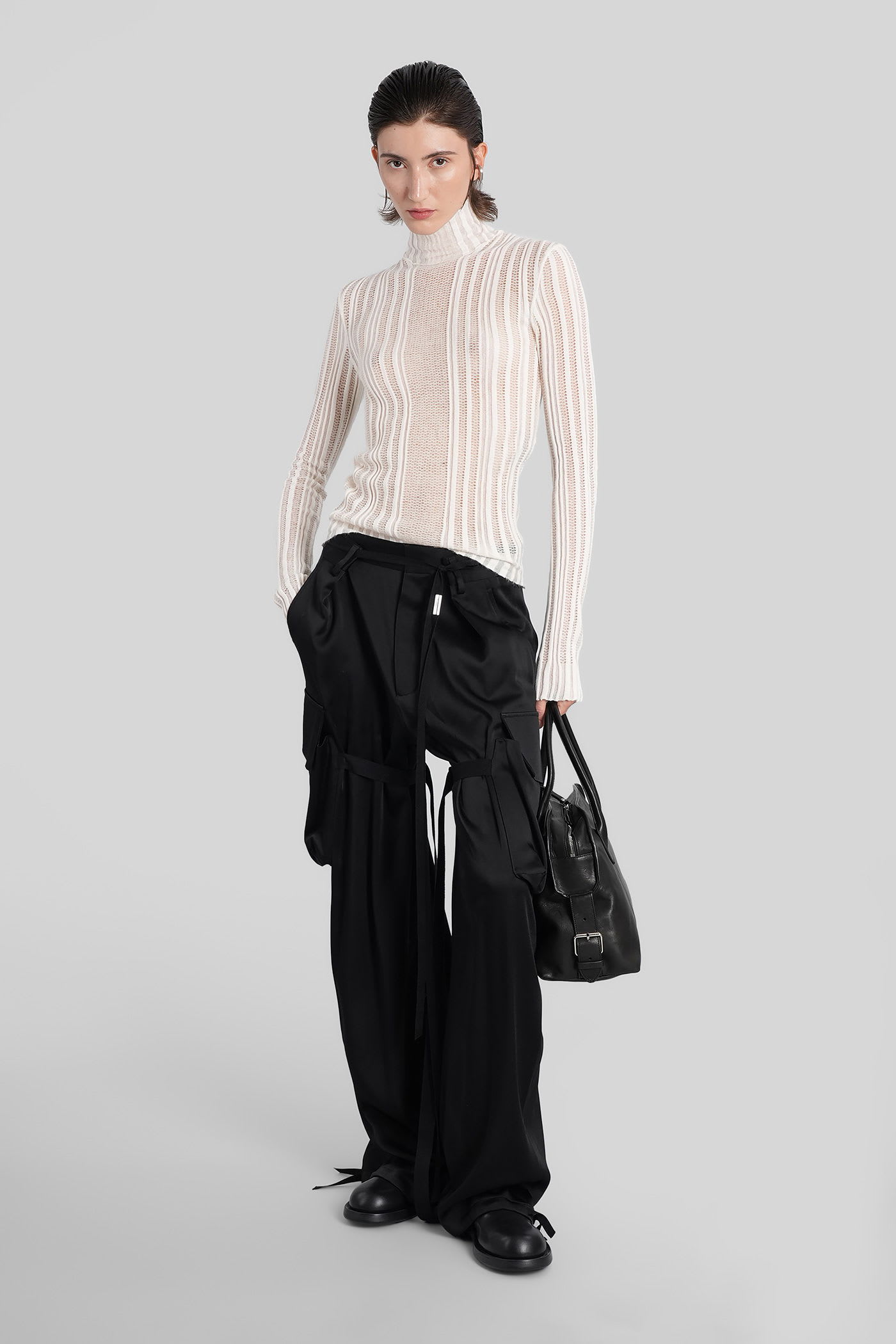 Ann Demeulemeester Aamu Knitwear In Beige Cotton In White