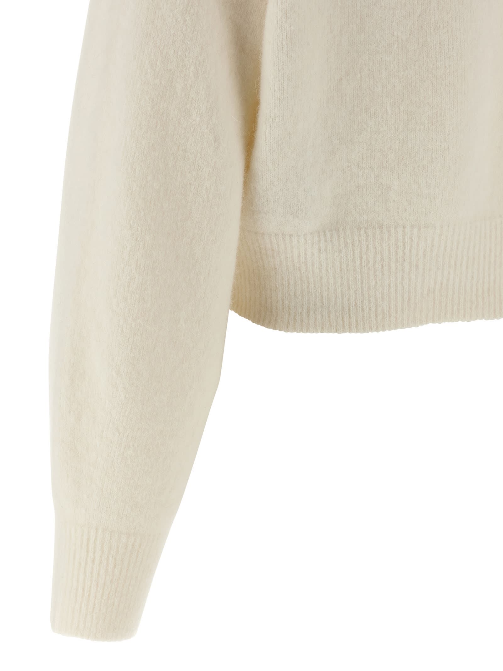 Rotate Birger Christensen High Neck Long Sleeve Knit Cardigan In Neutral
