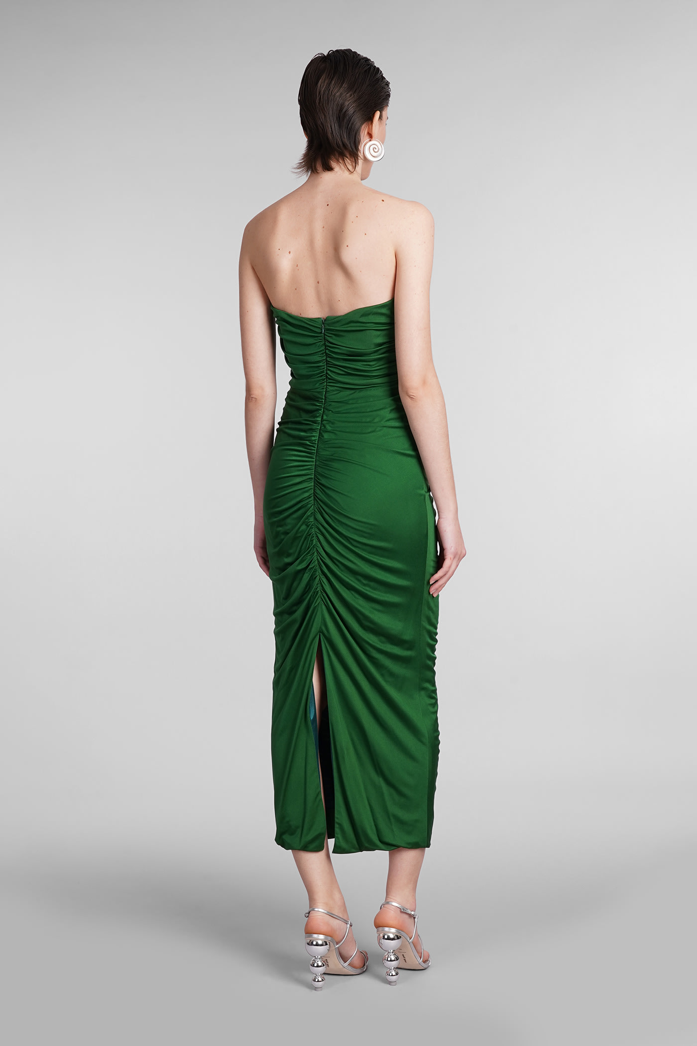 Shop Costarellos Aveline Dress In Green Silk