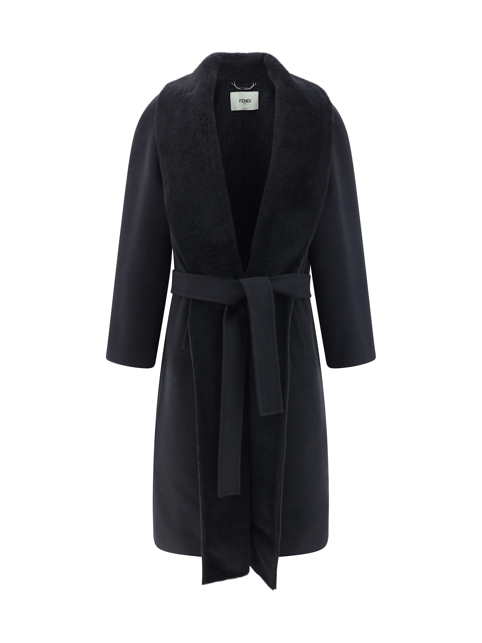 Shop Fendi Coat In Black/grey