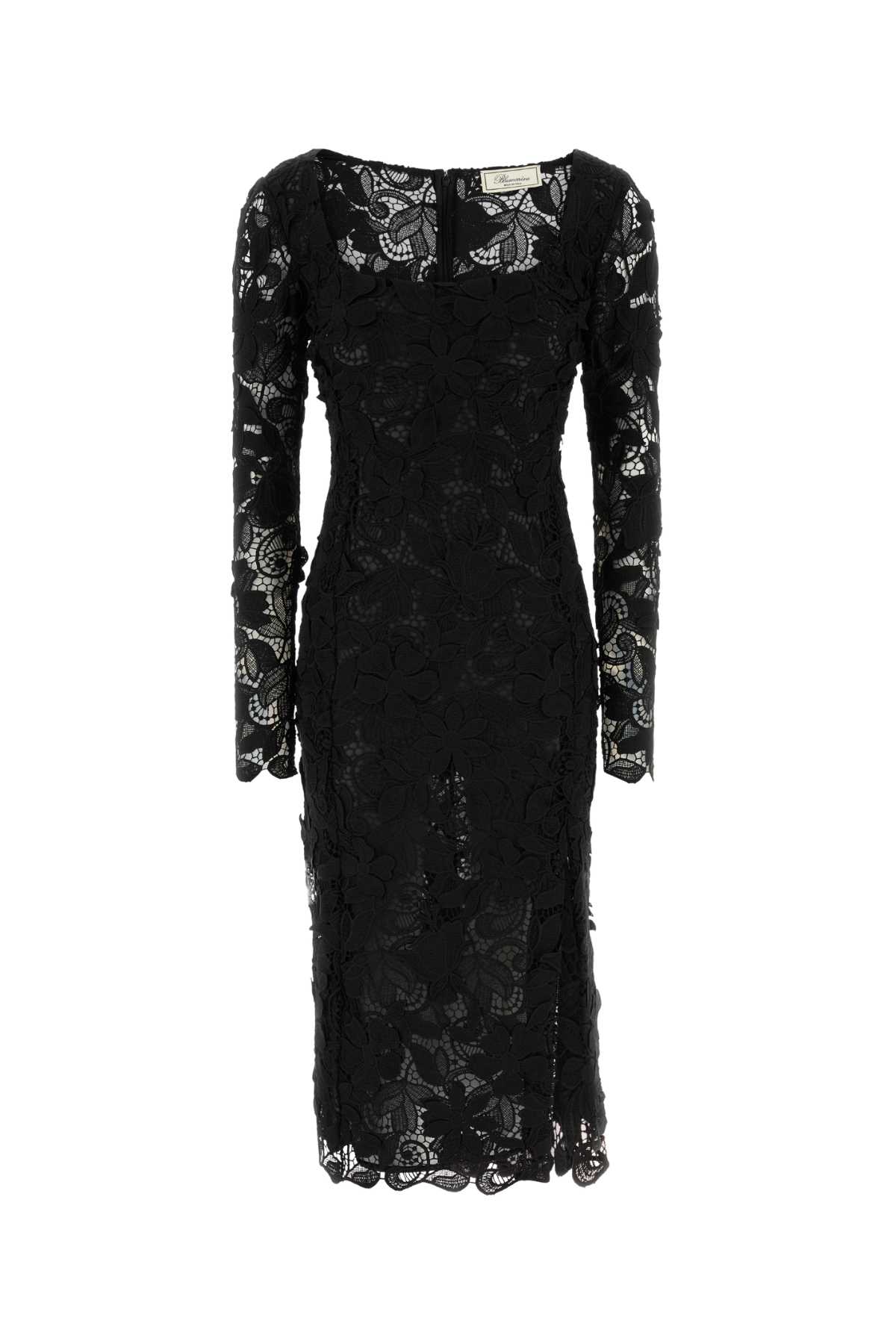Blumarine Black Macrame Lace Dress In Black