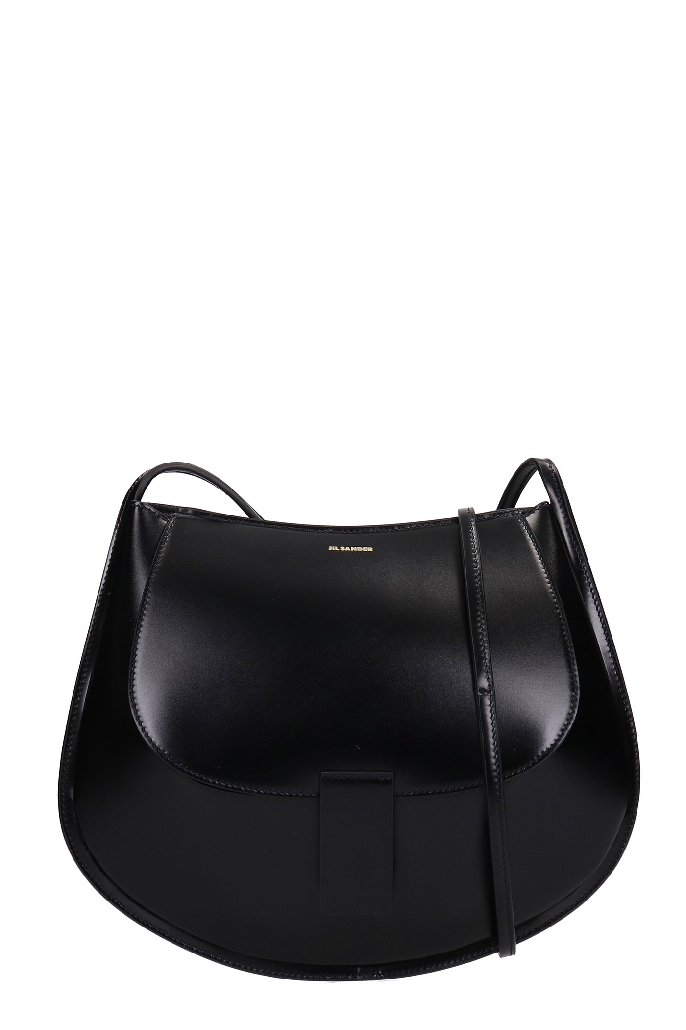 Jil Sander Cresent Small Shoulder Bag In Black Leather