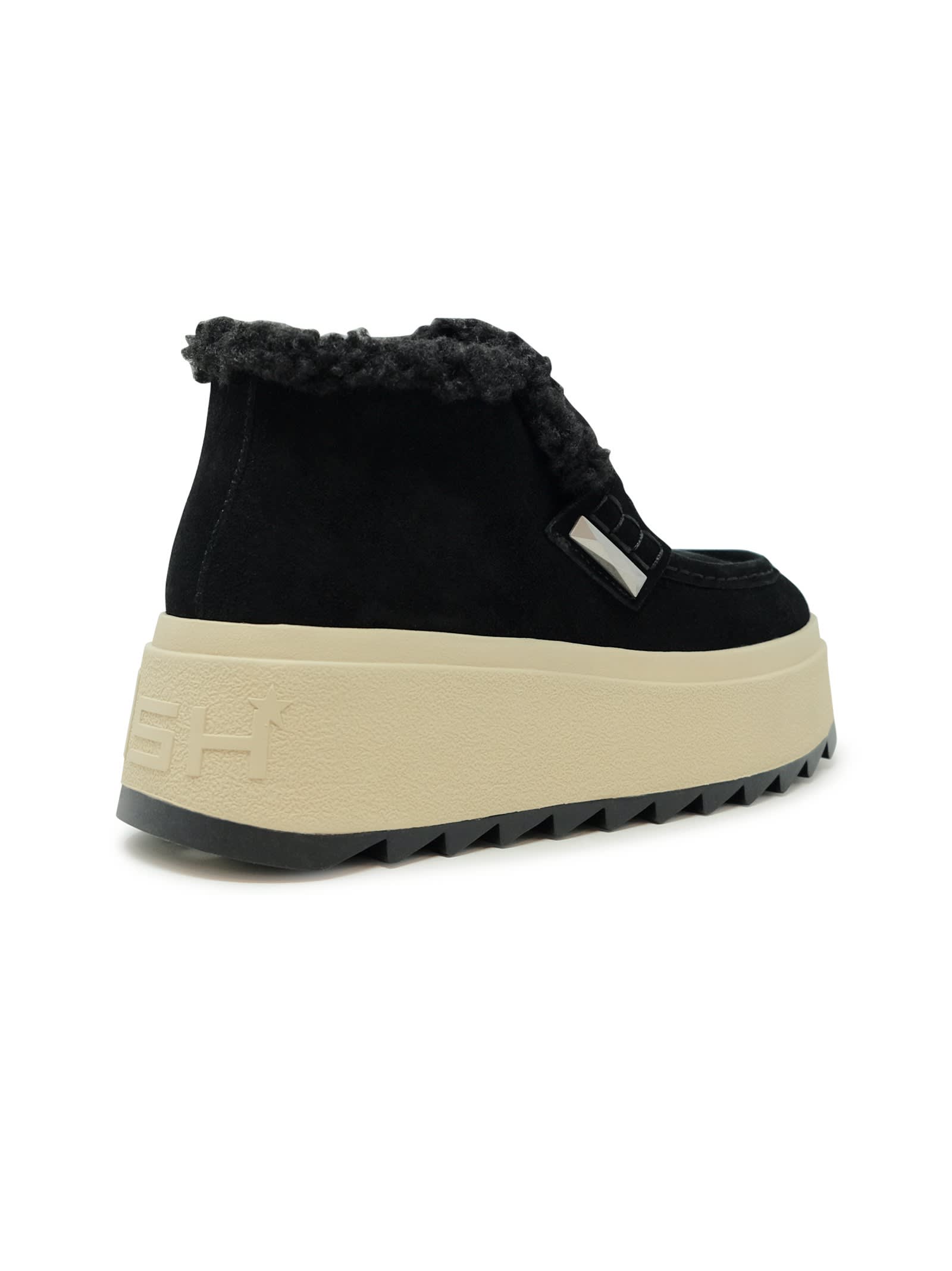 Shop Ash Suede Fur Boots In Black