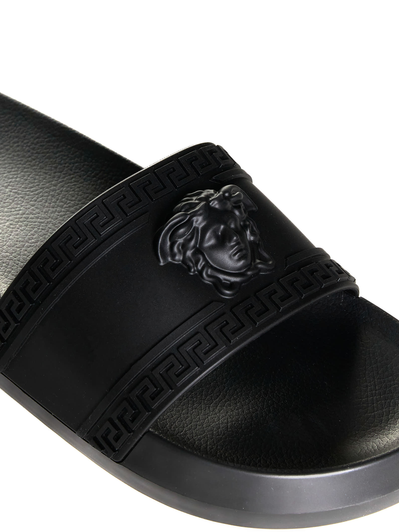 Versace Black Palazzo Slides In Nero