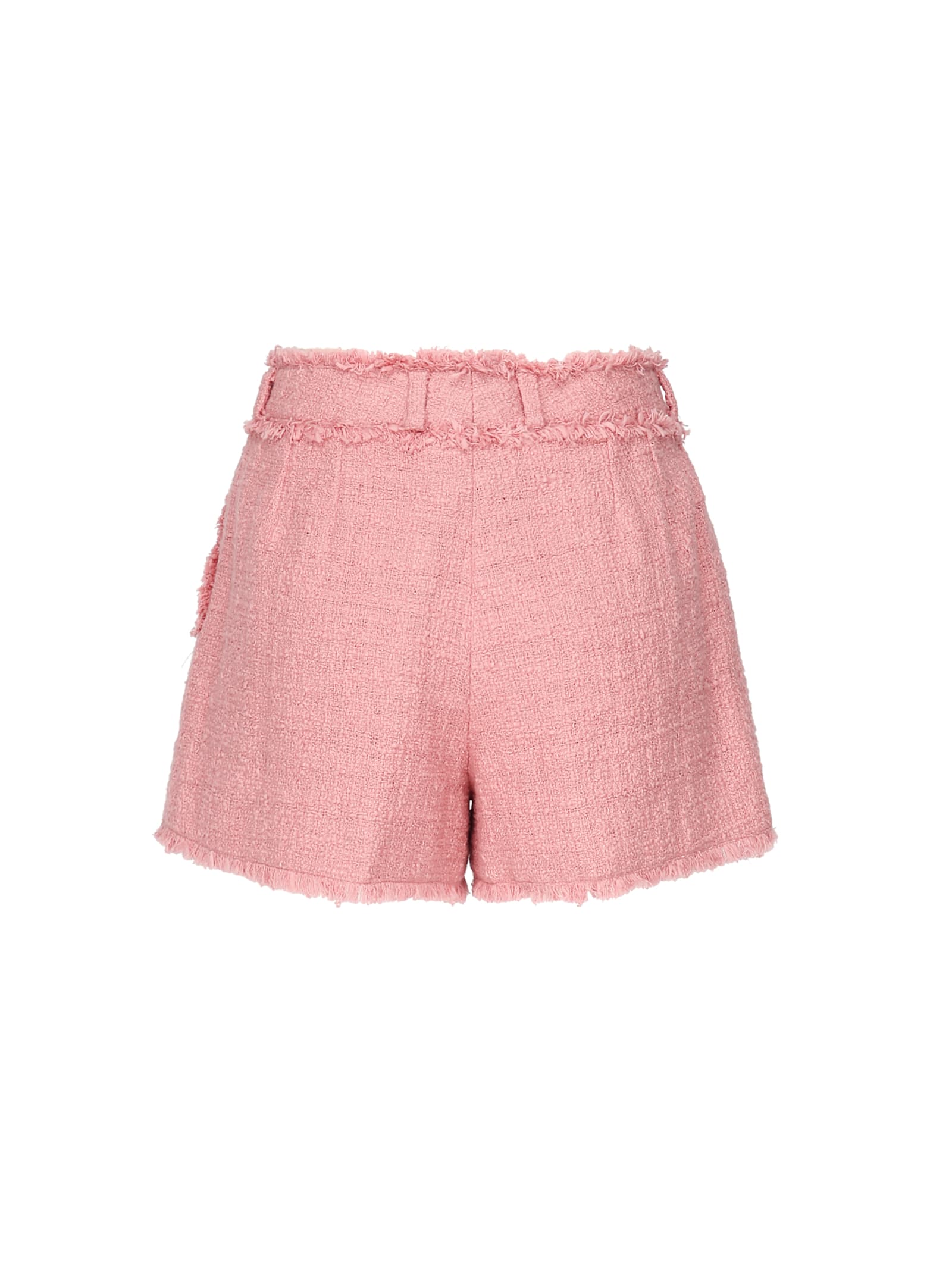 Dolce & Gabbana Cotton Shorts With Belt Loops And Frayed Hem In Pink