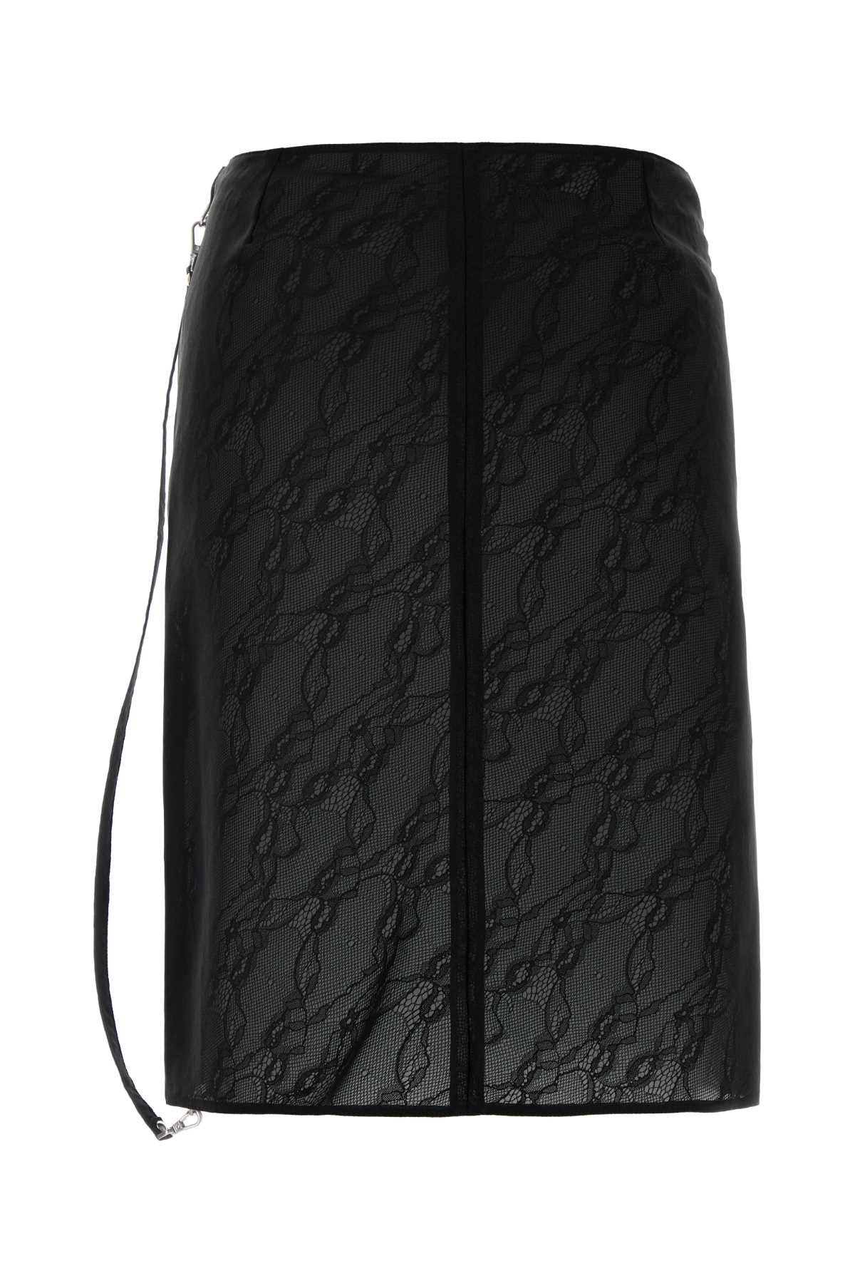 Courrèges Stretch Nylon Blend Mini Skirt With Lace In Black