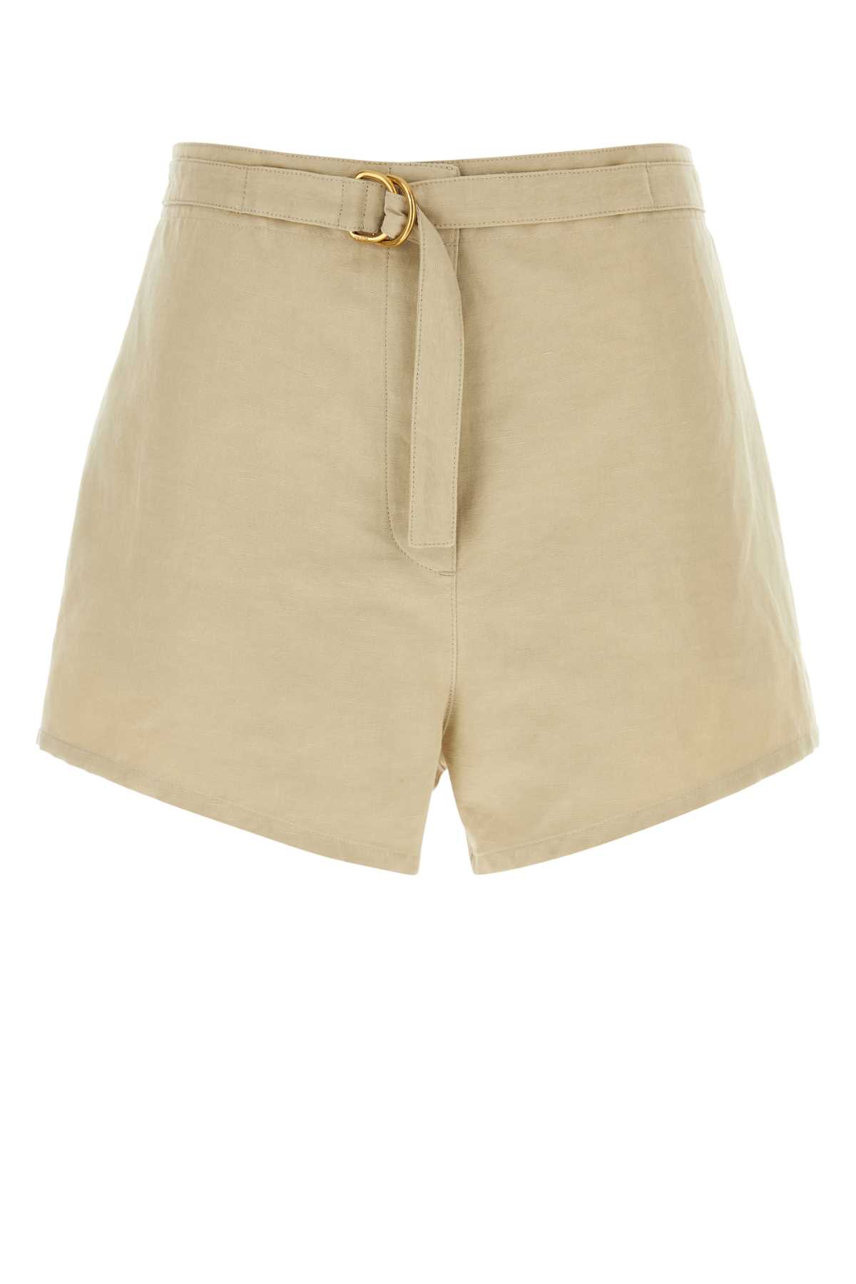 Beige Cotton Blend Shorts