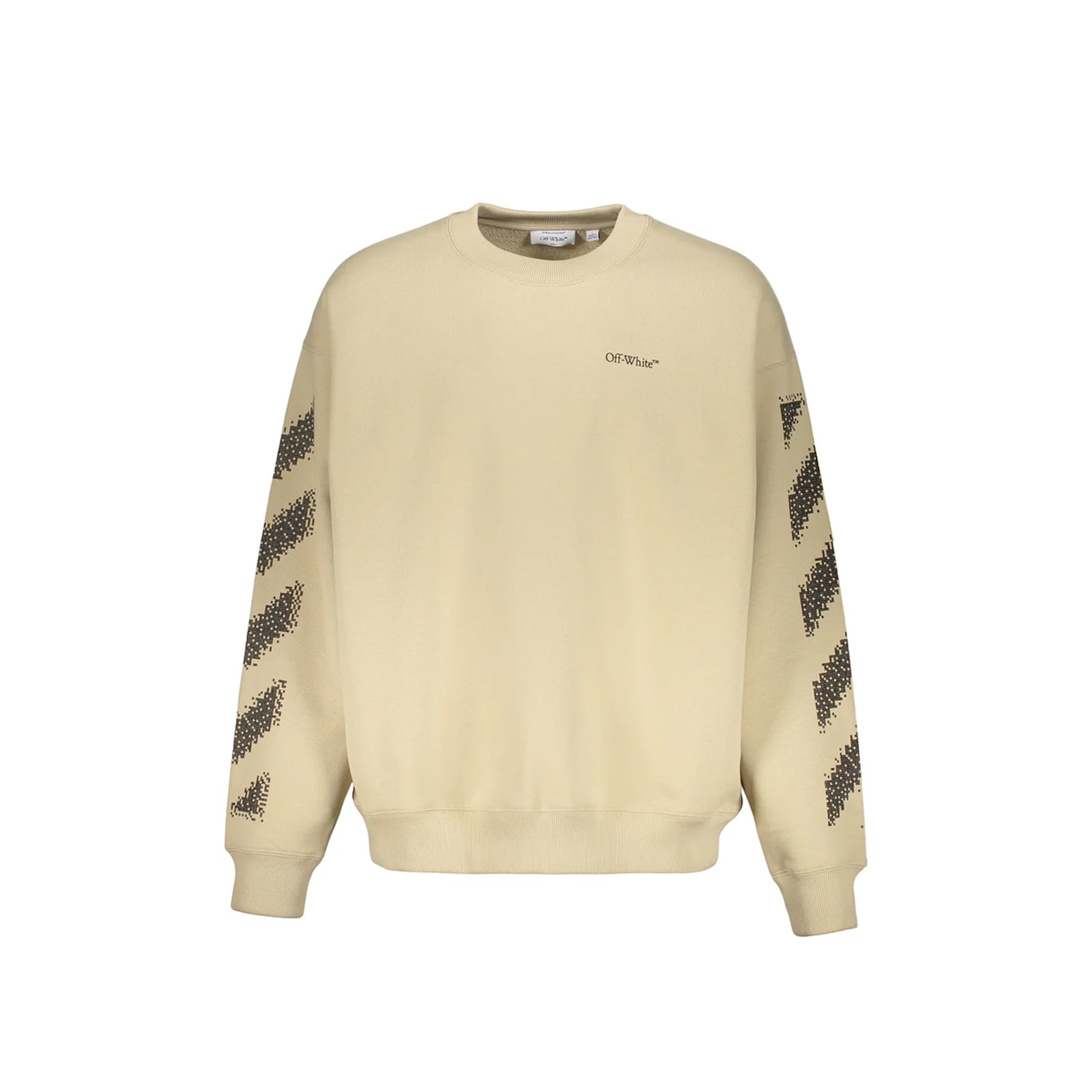 Off-white Beige Sweatshirt With Diagonal Stripes In White