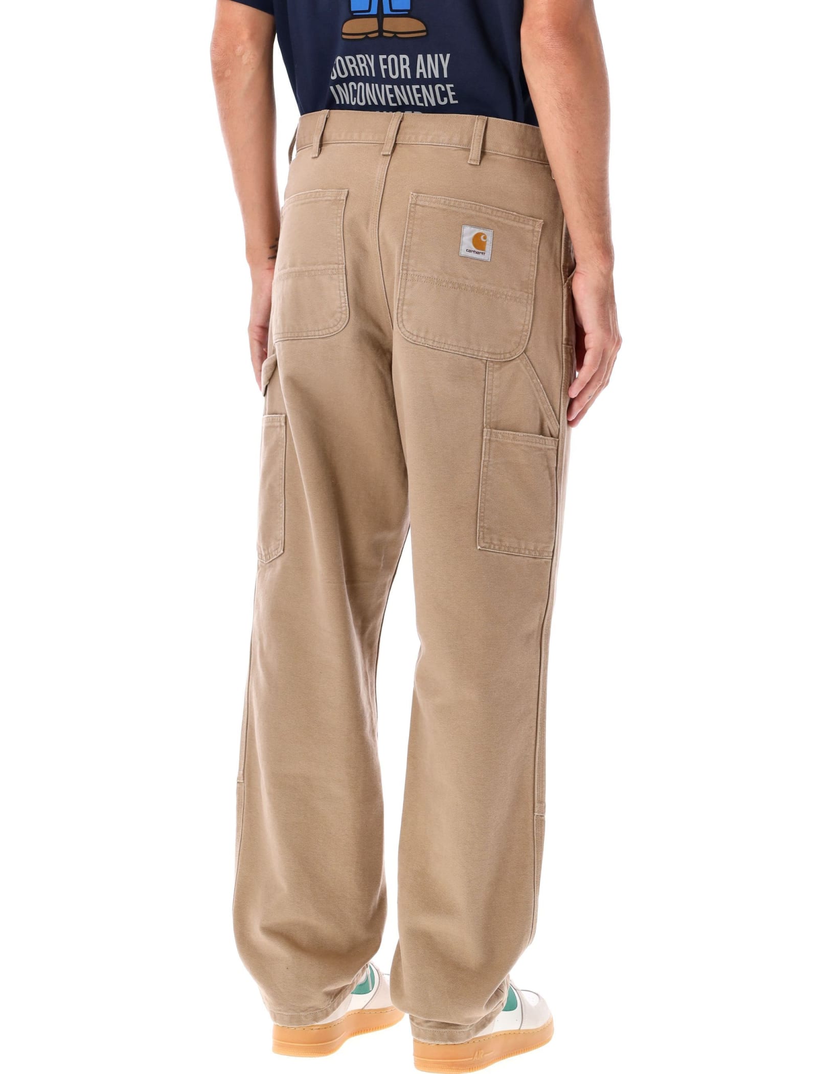 Carhartt Og Single Knee Printed Straight-leg Organic Cotton-canvas Trousers In Nude