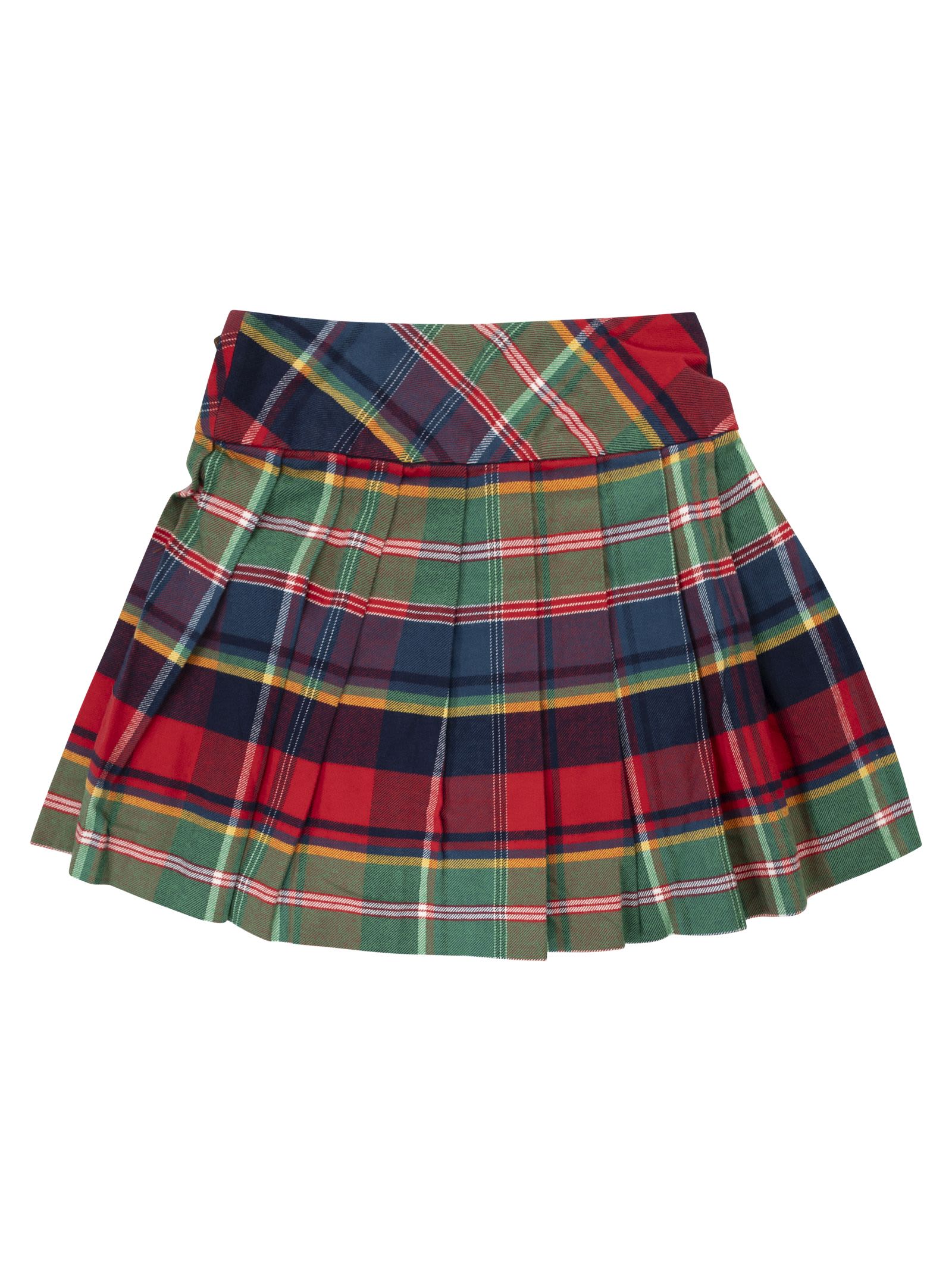 Polo Ralph Lauren Pleated Tartan Cotton Skirt In Red