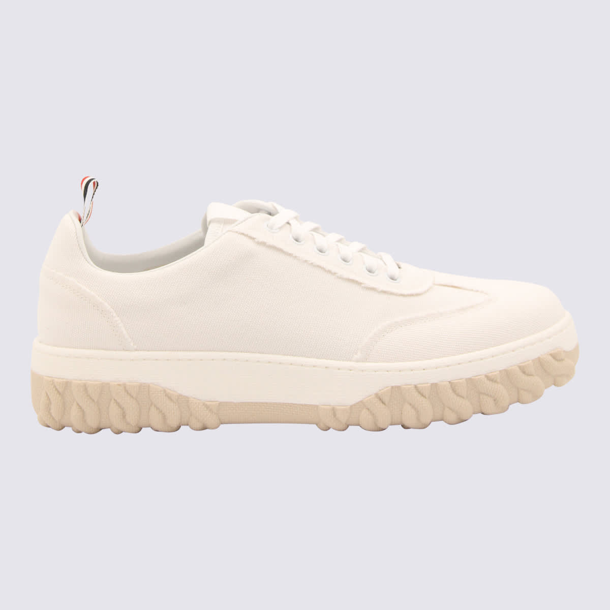 THOM BROWNE WHITE CANVAS FIELD SNEAKERS