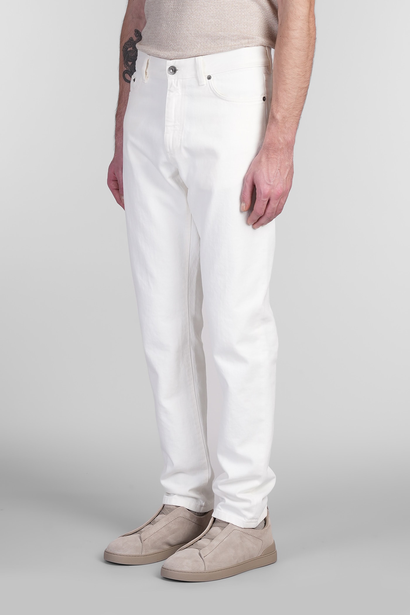 Zegna White Rinse-washed Stretch Cotton Roccia Jeans In White