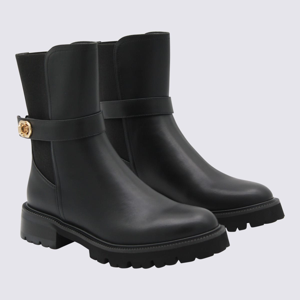 Twinset Twin-set Black Polyurethane Boots In Multi