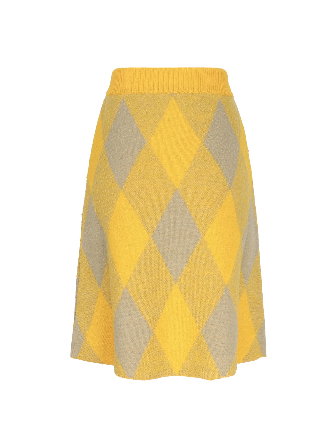 Shop Burberry Wool Skirt With Argyle Pattern In Yellow