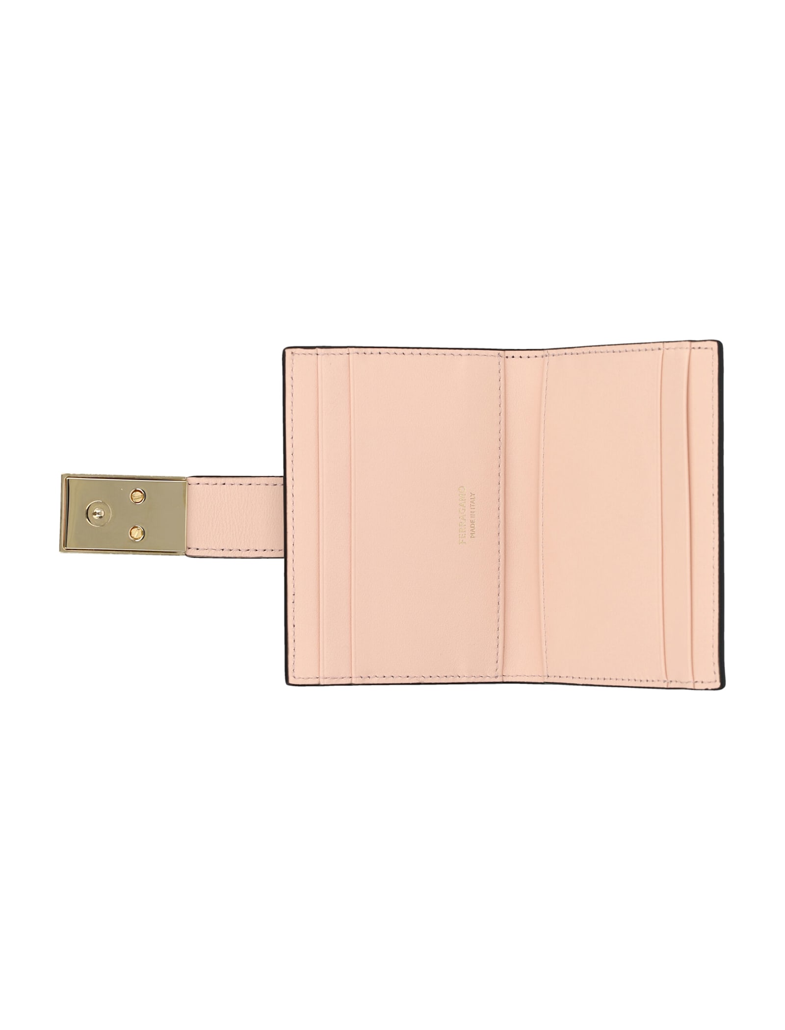 Shop Ferragamo Hug Two-tone Credit Card Holder In Black + Nylund Pink