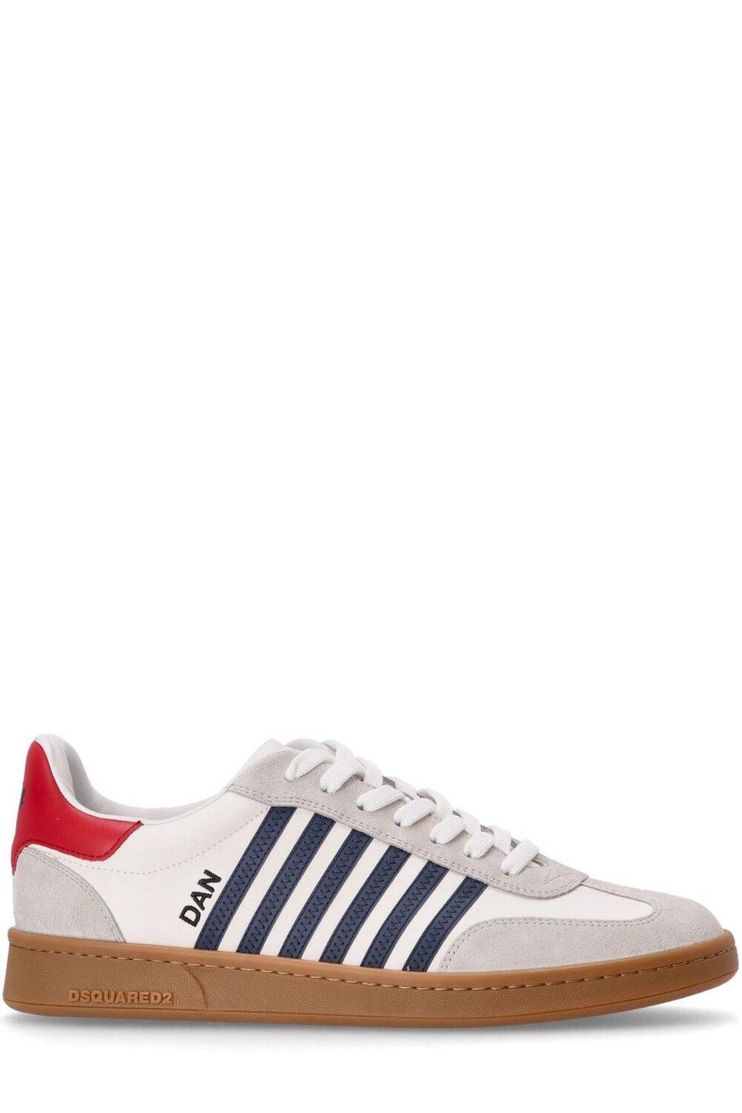 Shop Dsquared2 Round Toe Low-top Sneakers In Bianco+blu+rosso