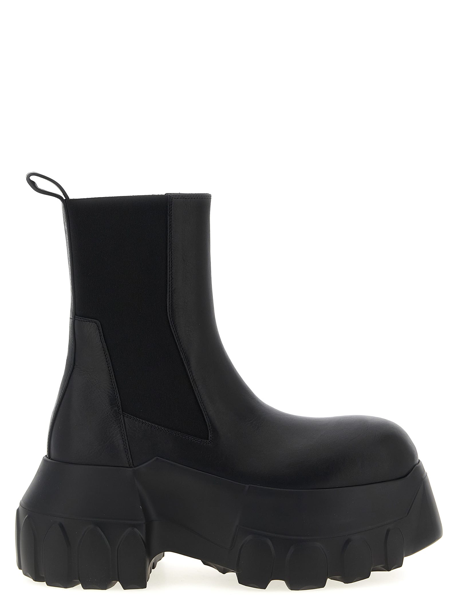 Rick Owens Beatle Mega Tractor Black Calf Leather Boots In Black