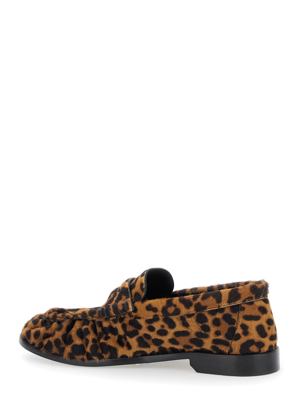 Saint Laurent Brown Loafers With Cassandre Logo And Leopard Motif In Fabric Woman