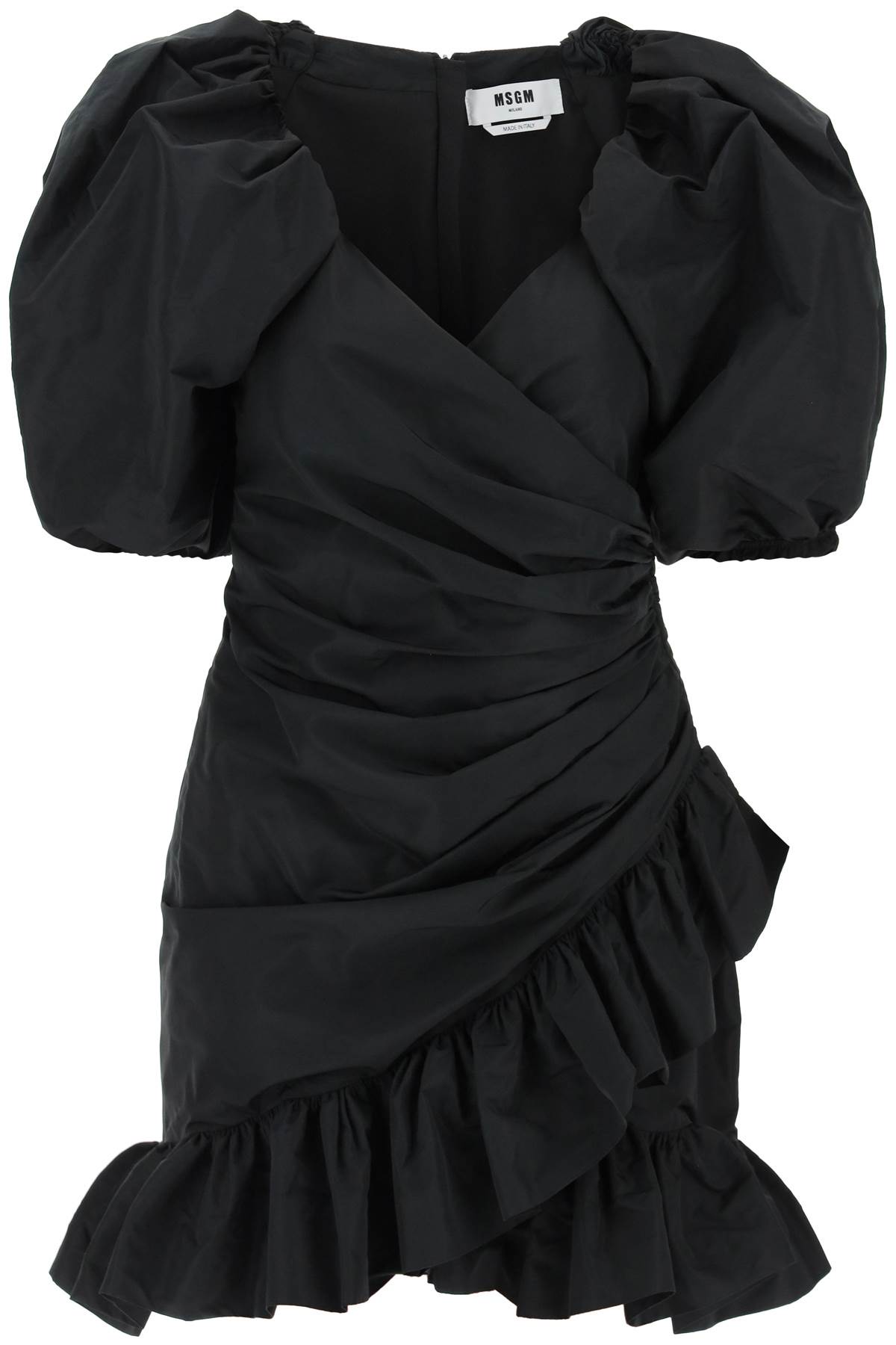 Shop Msgm Draped Mini Dress In Black (black)