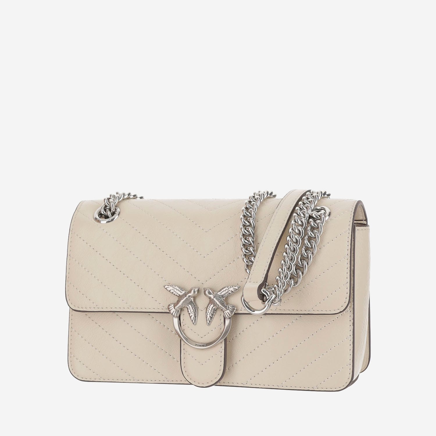 Pinko Classic Love Quilted Shoulder Bag In White