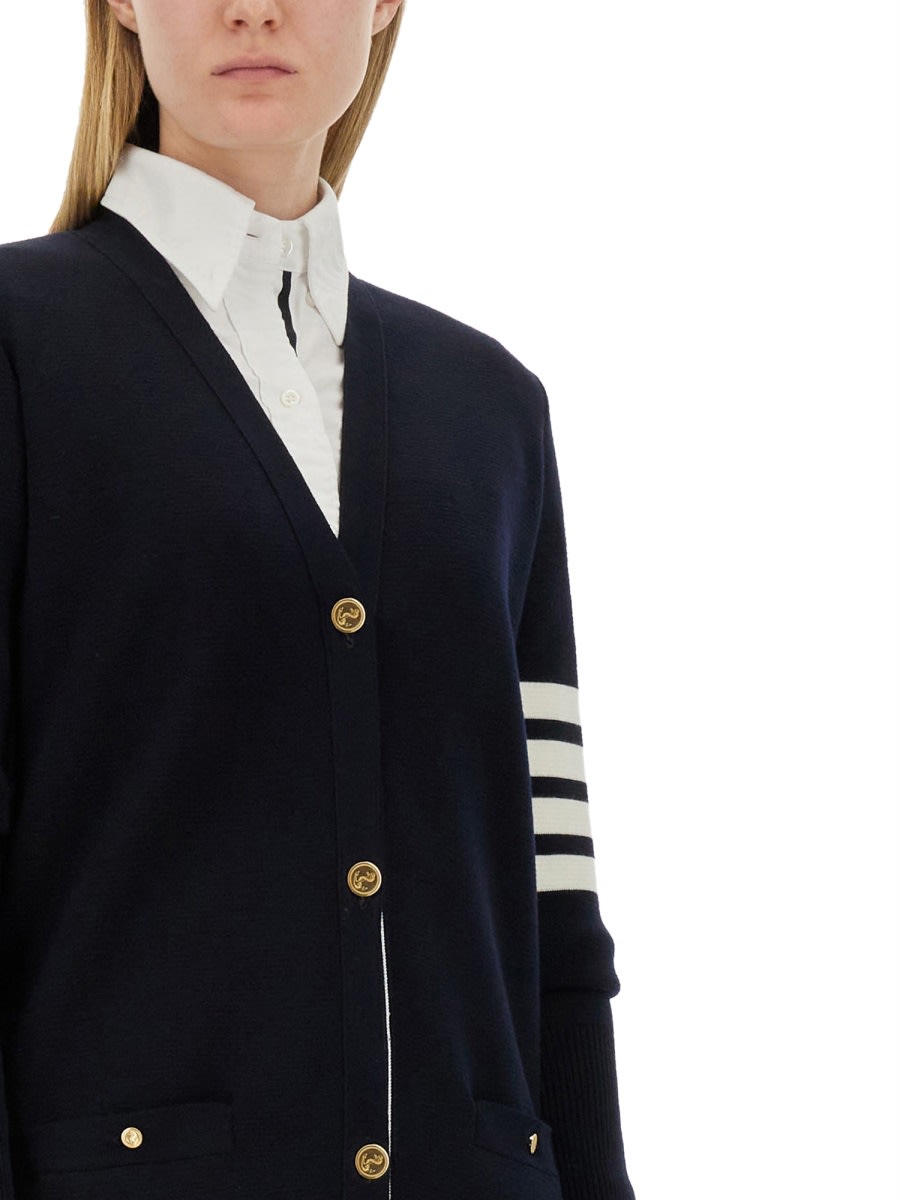 Thom Browne 4bar Long Cardigan In Blue