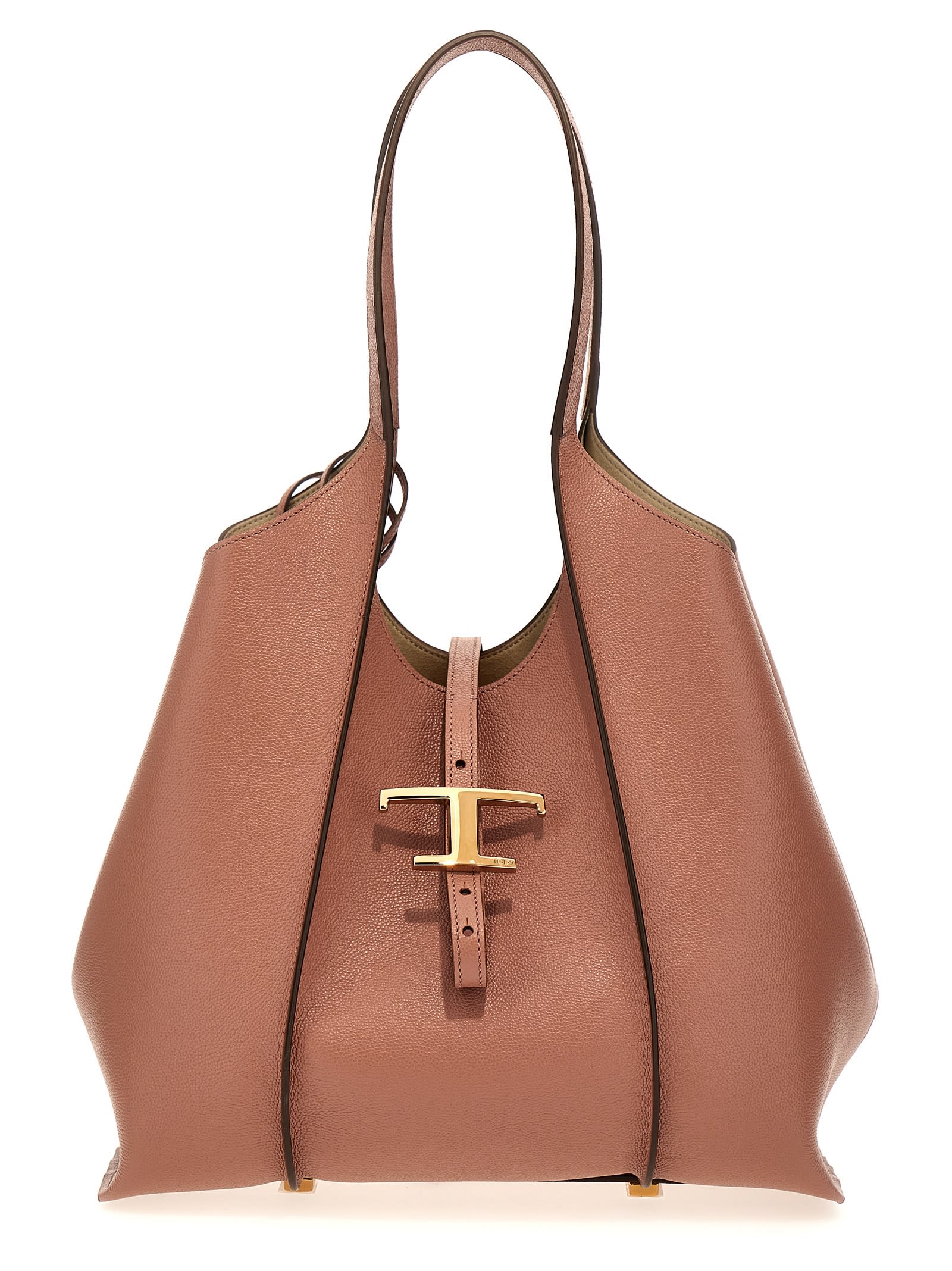 Shop Tod's T Timeless Small Shopping Bag In Marrone