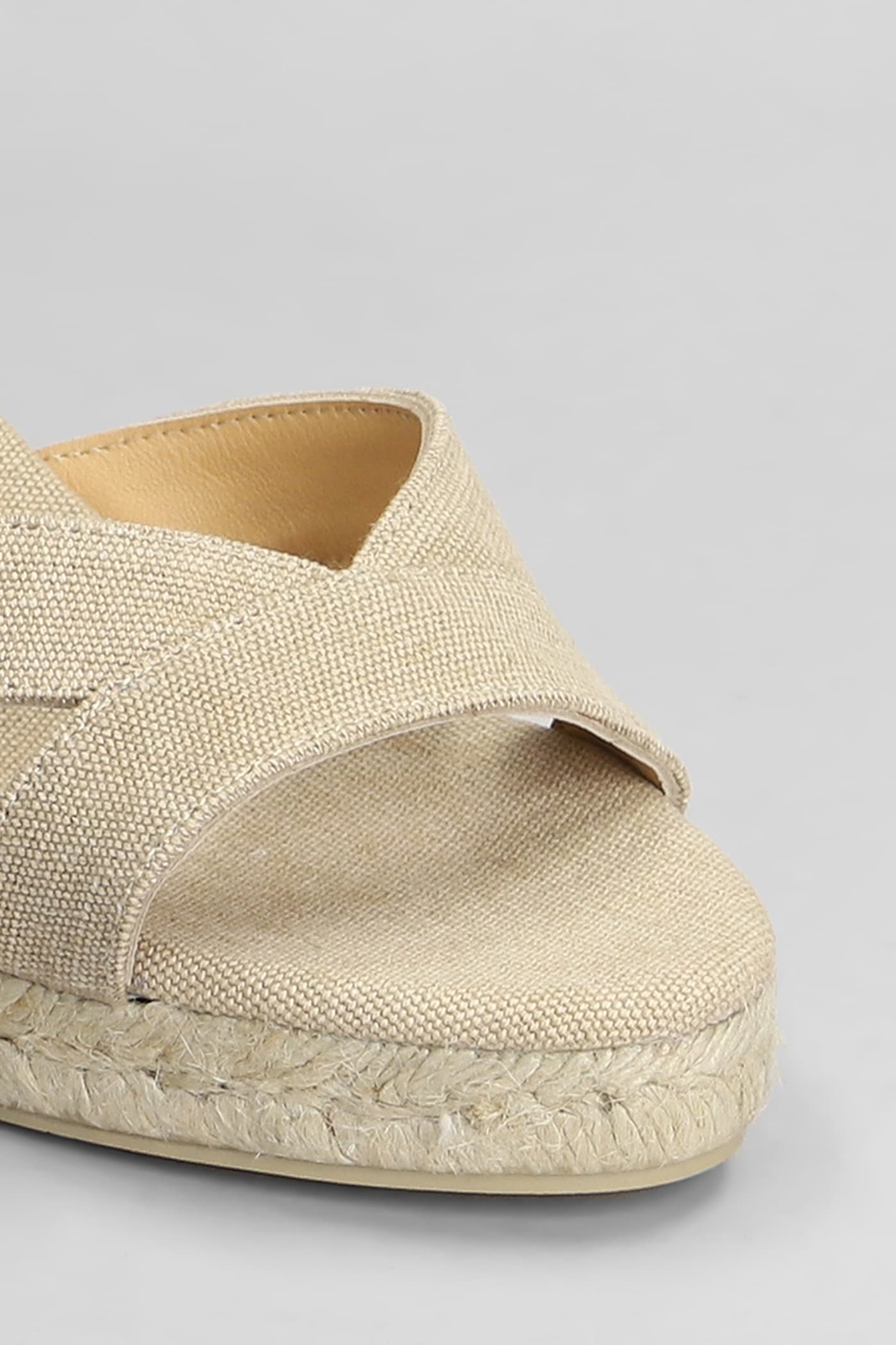 Shop Castaã±er Bruna-6-002 Wedges In Beige Canvas