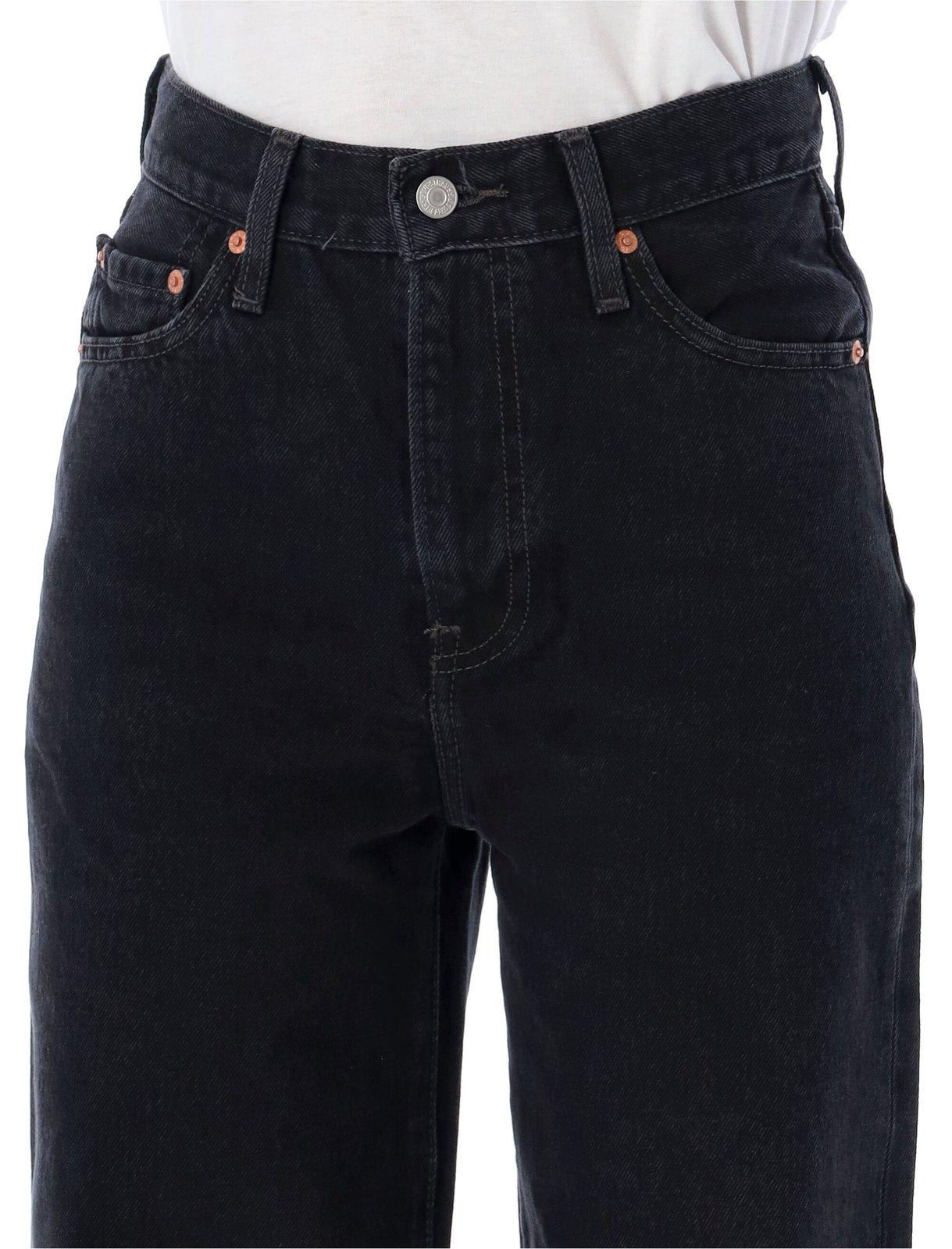 Shop Levi's Logo Patch Wide-leg Jeans In Black