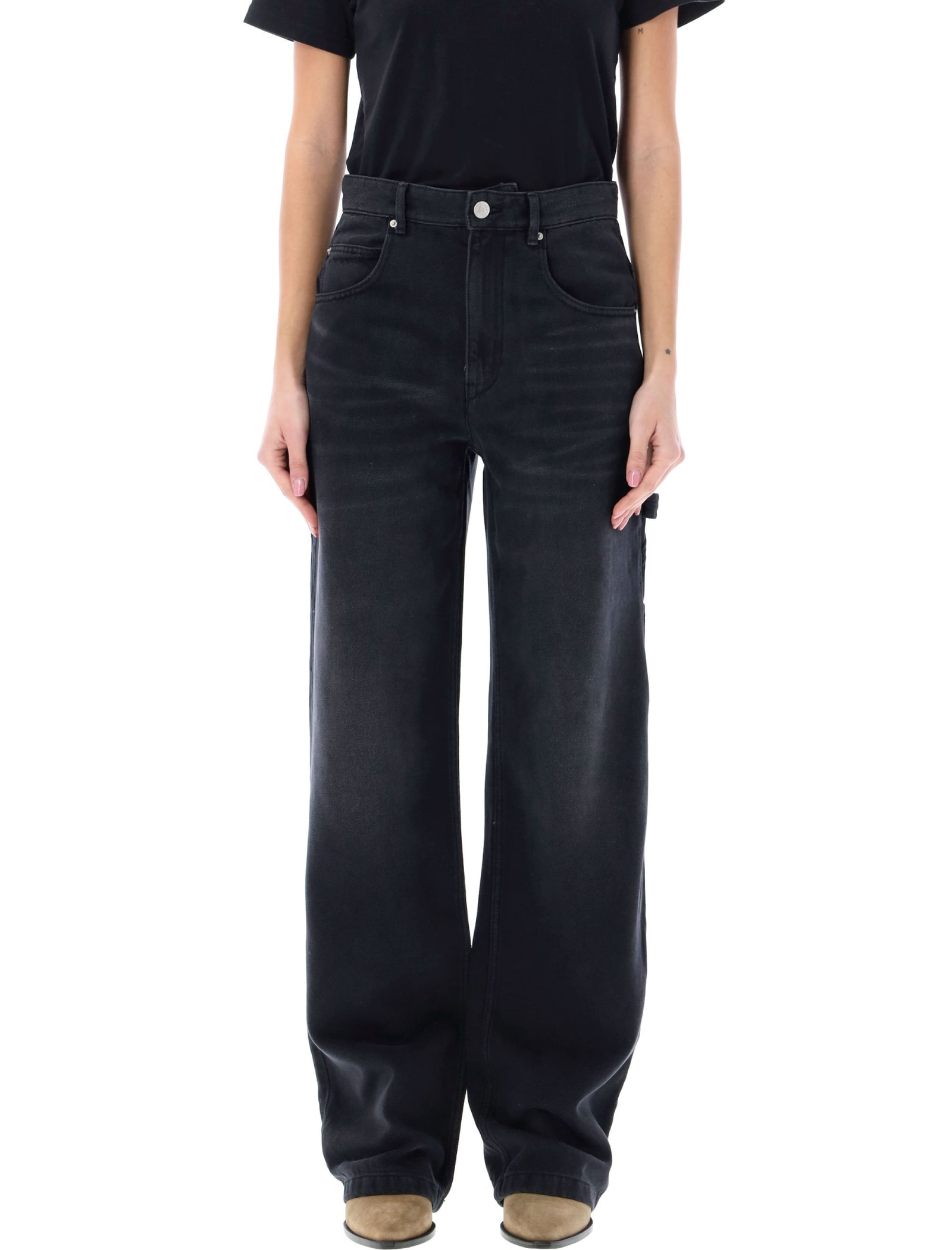 Shop Marant Etoile Bymara Cargo Jeans In Faded Black