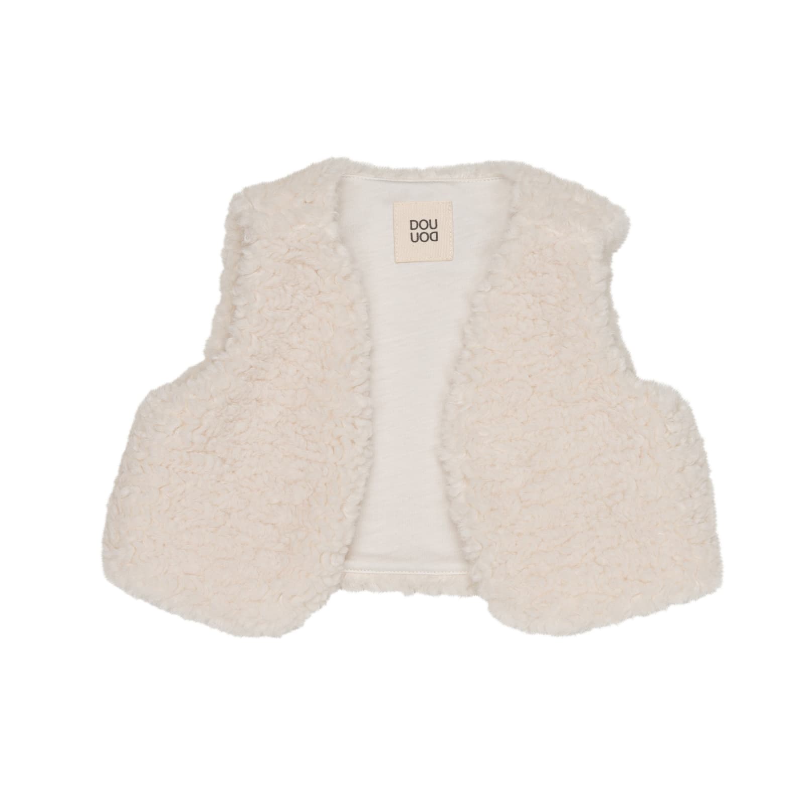 Douuod Kids' Brushed Effect Cotton Gilet In Crema