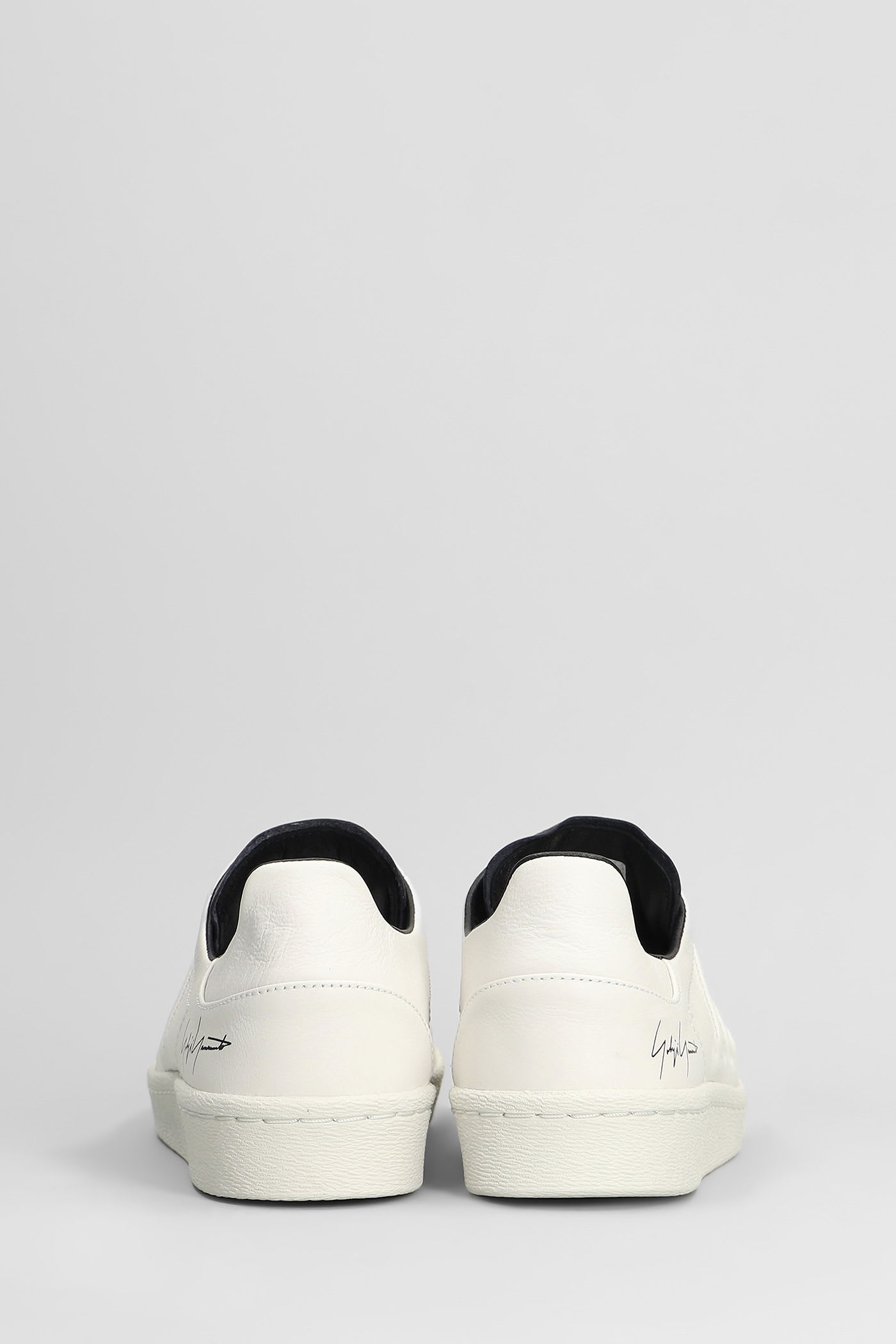 Y-3 Premium Leather Sneakers With Rubber Shell Toe In White