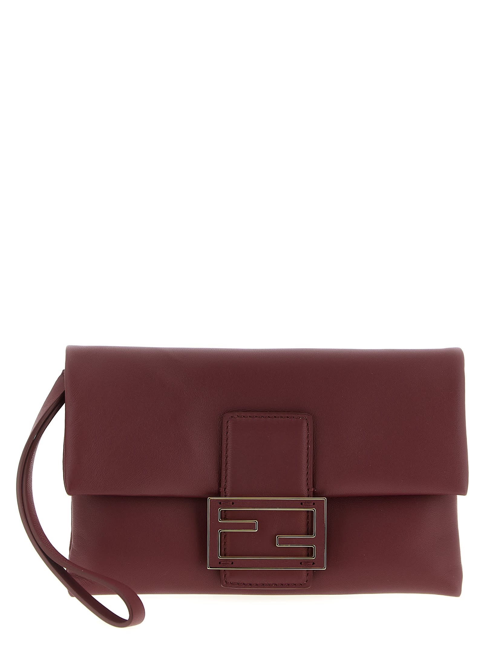 Fendi Mamma Baguette Pouch In Burgundy
