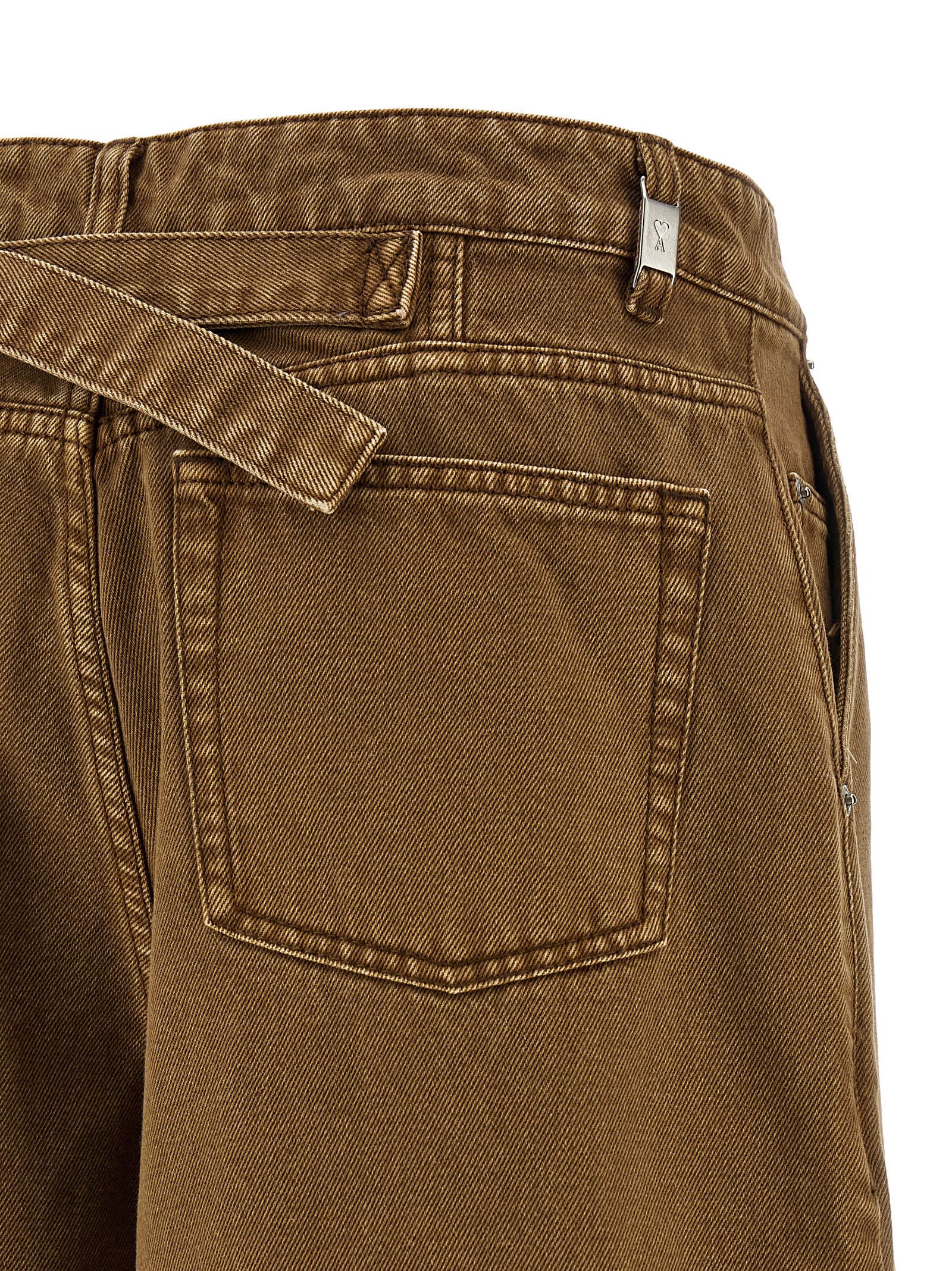 Ami Alexandre Mattiussi Casual Denim Bermuda Shorts Featuring Pockets In Brown