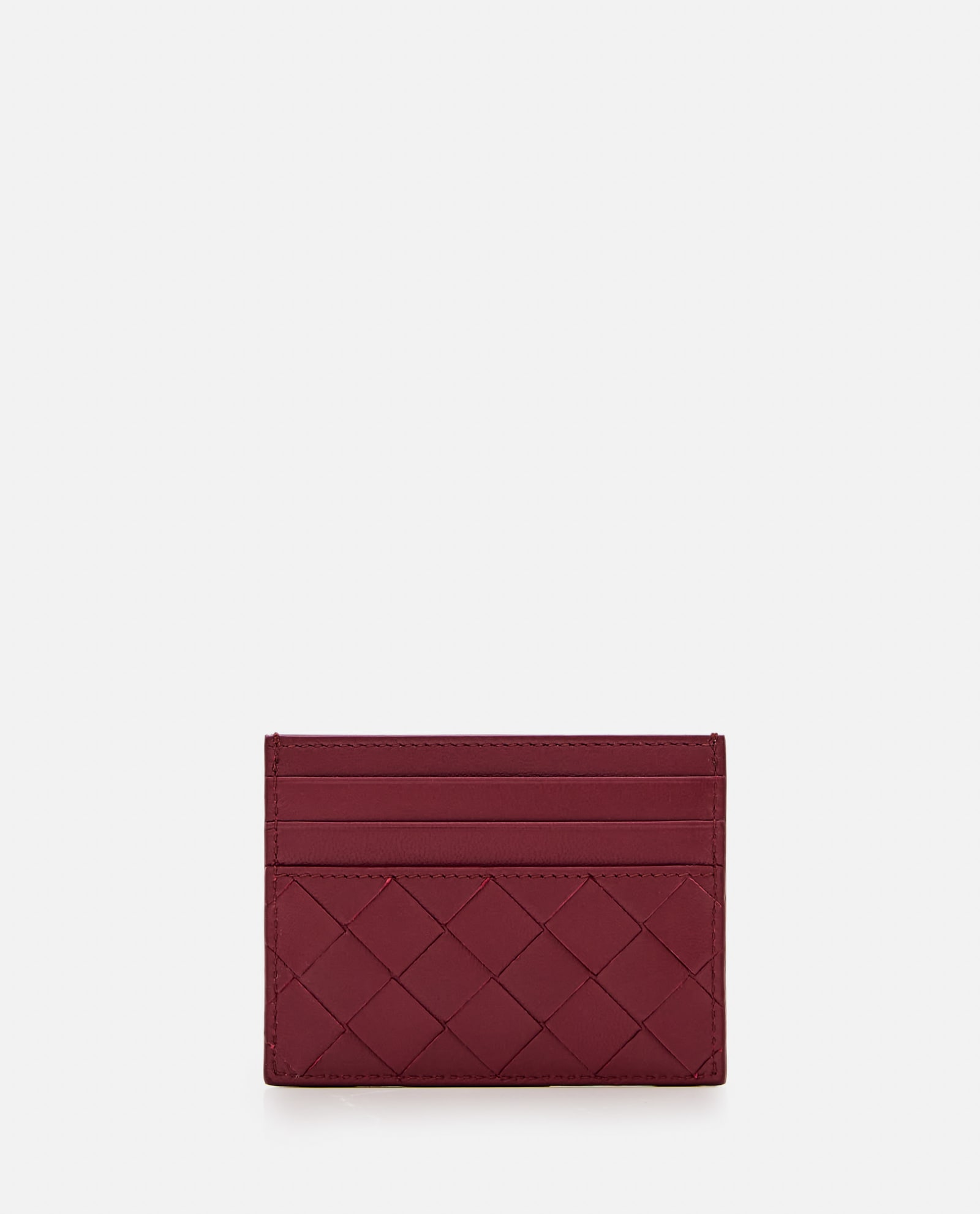 Shop Bottega Veneta Leather Card-holder In Red