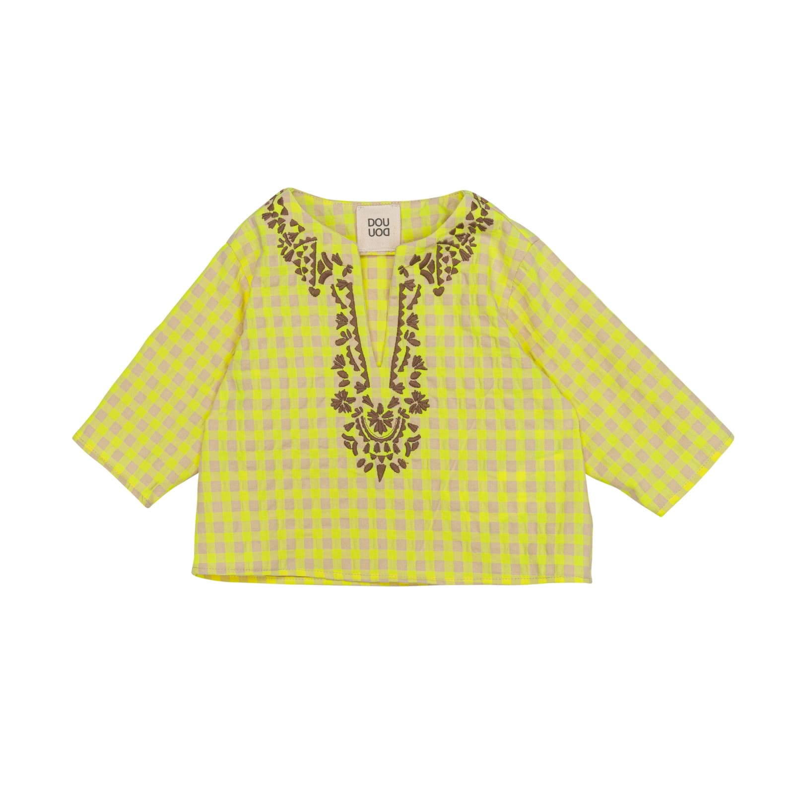 Douuod Babies' Checkered Blouse In Yellow