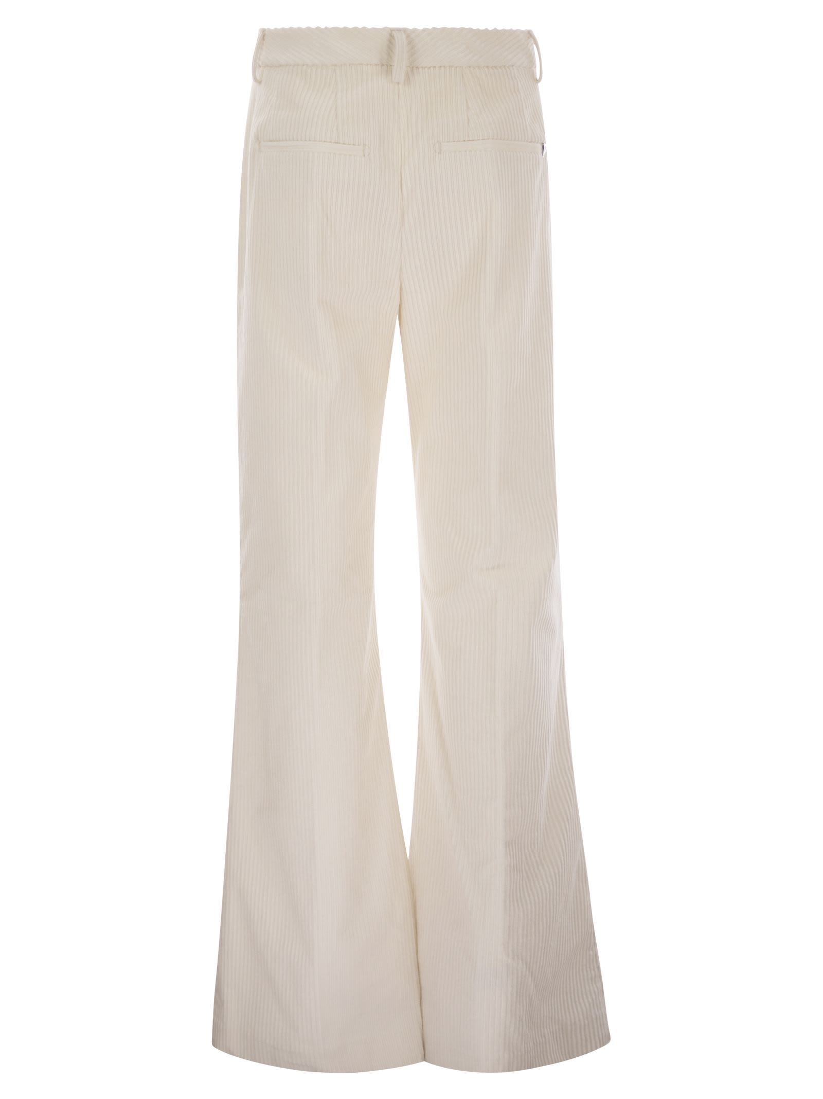 Dondup Janice - Wide Corduroy Trousers In Ivory