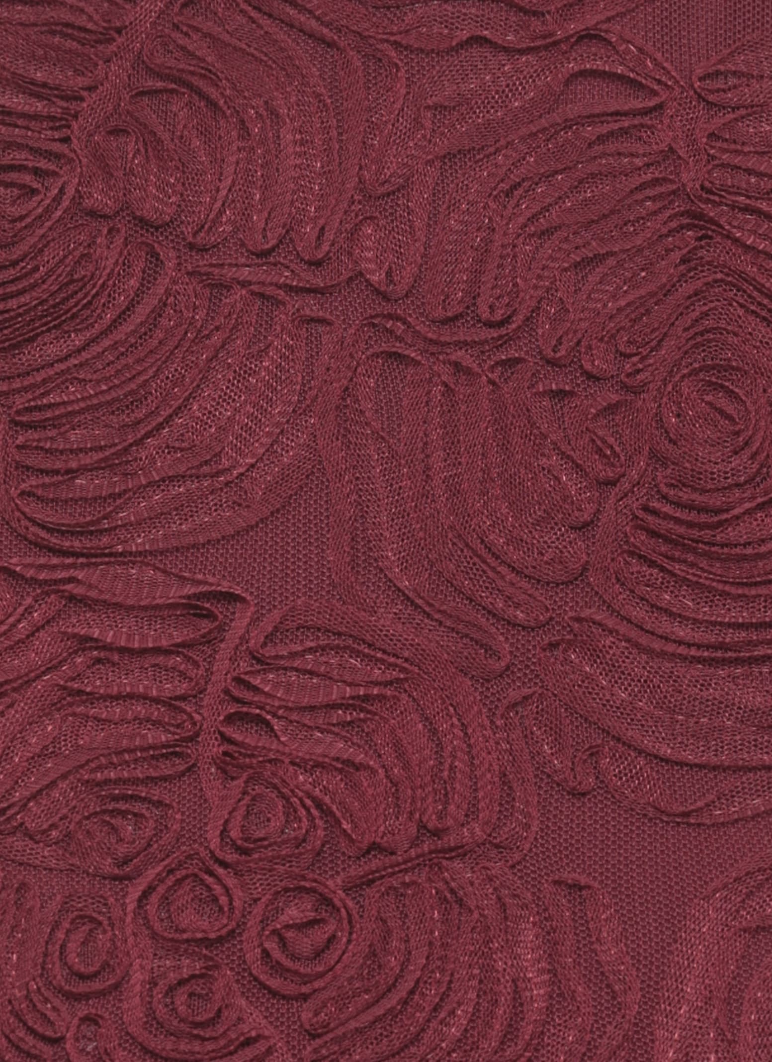 Rotate Birger Christensen Flared Tulle Dress With Intricate Rose Detailing In Burgundy