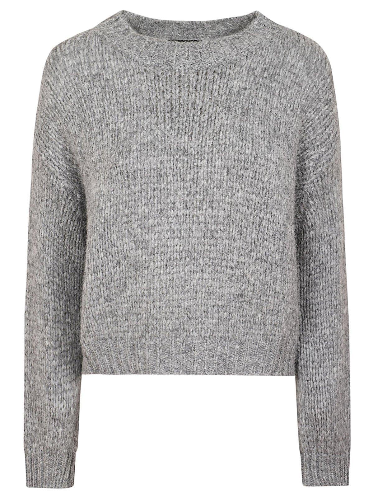 Shop Roberto Collina Crewneck Knit Sweater In Grigio