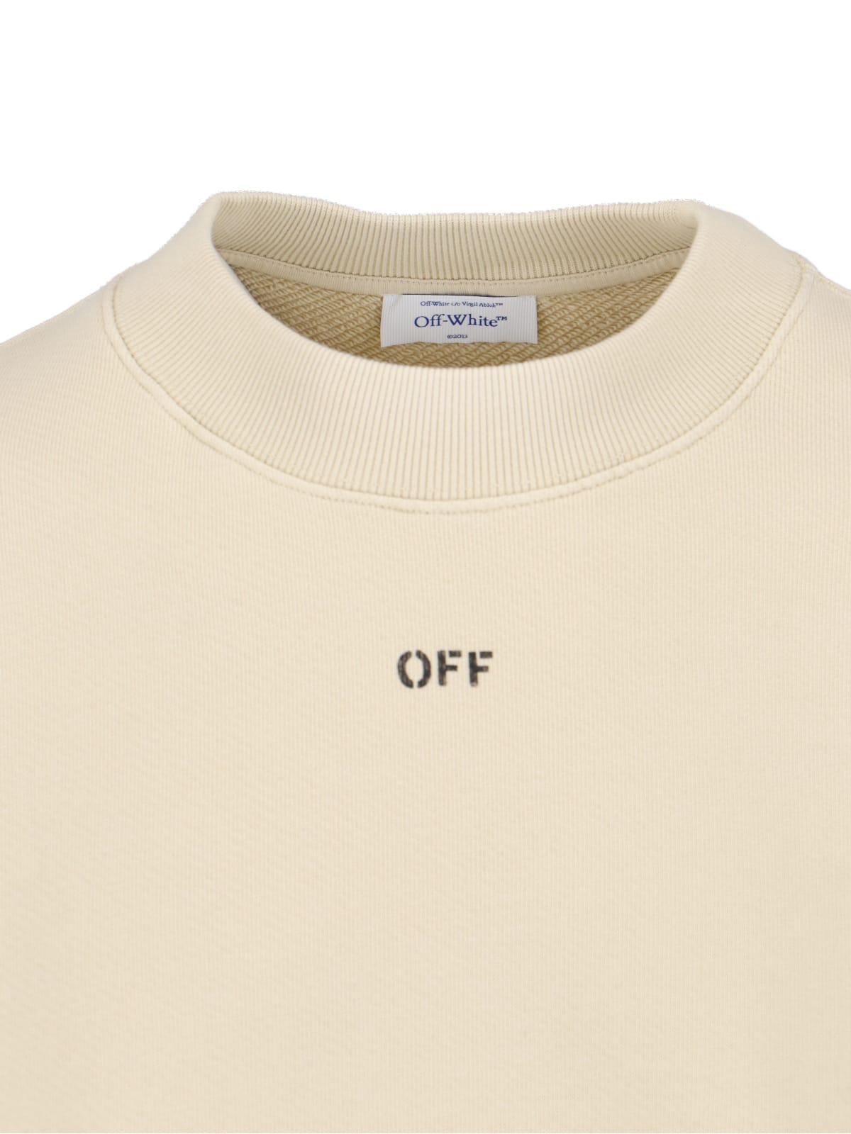 Shop Off-white Logo Crewneck Sweatshirt In Beige