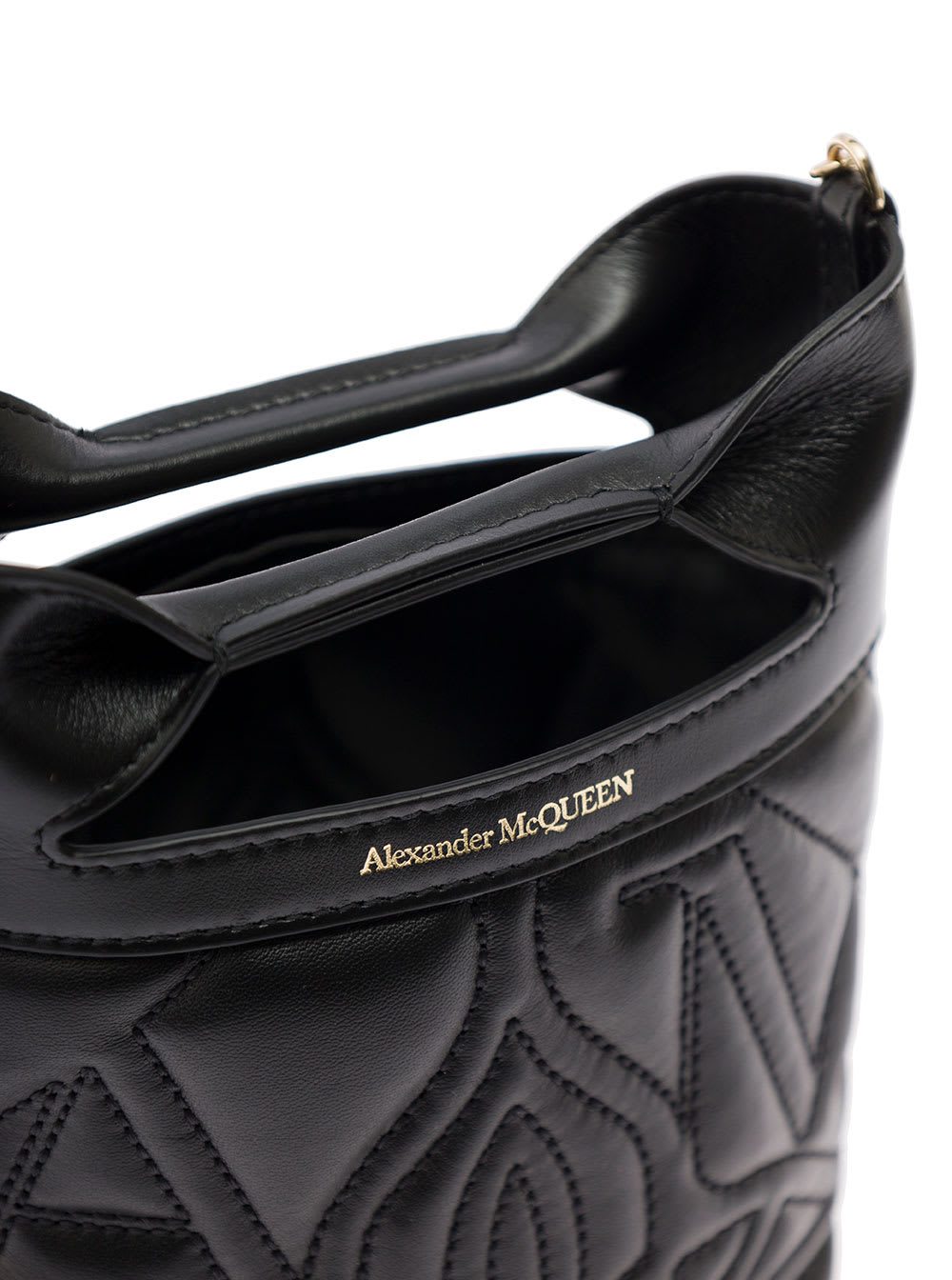 Shop Alexander Mcqueen The Bow Black Bucket Bag With Quilted Detailing In Leather Woman