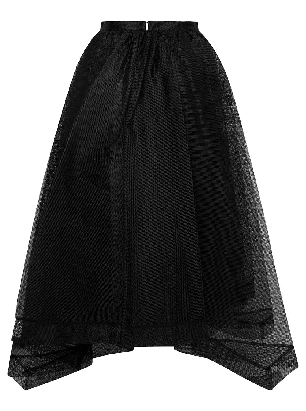 Shop Alexander Mcqueen Midi Black Round Skirt In Paris Net Woman