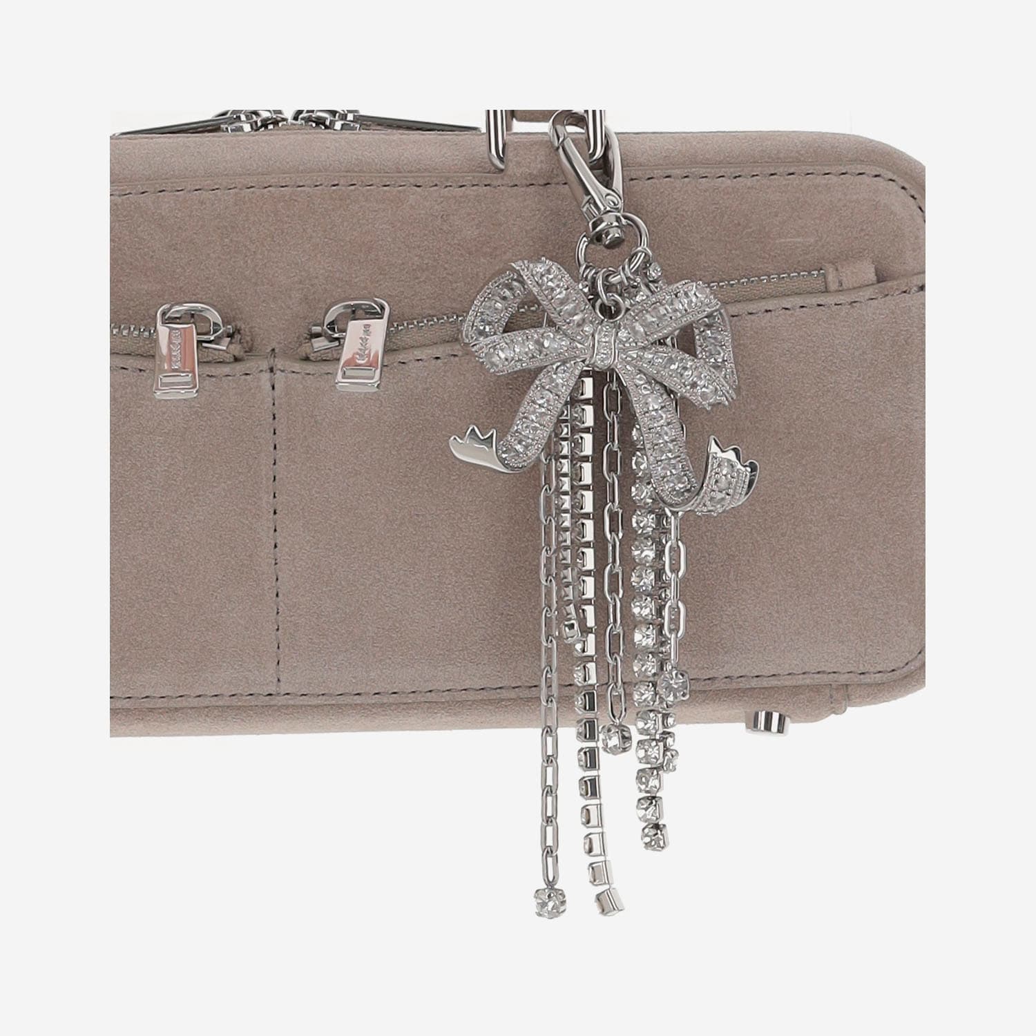 Self-portrait Suede Baguette In Gray