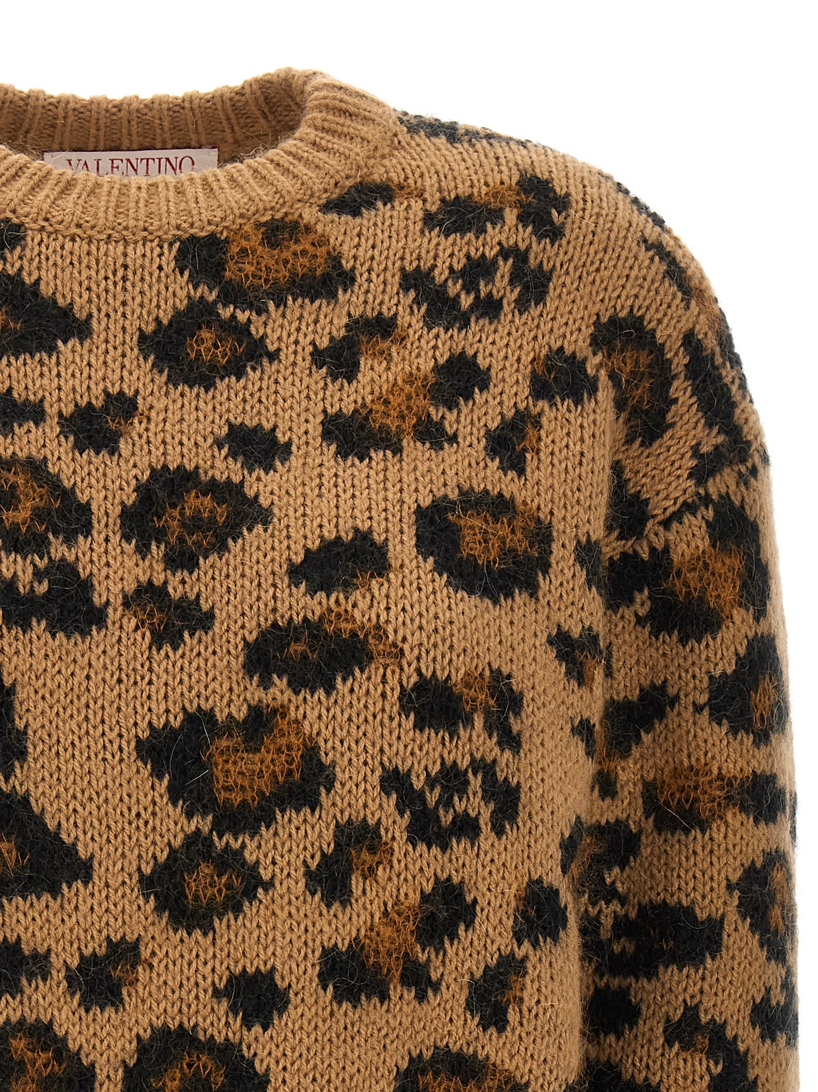 Shop Valentino Animalier Sweater In Beige