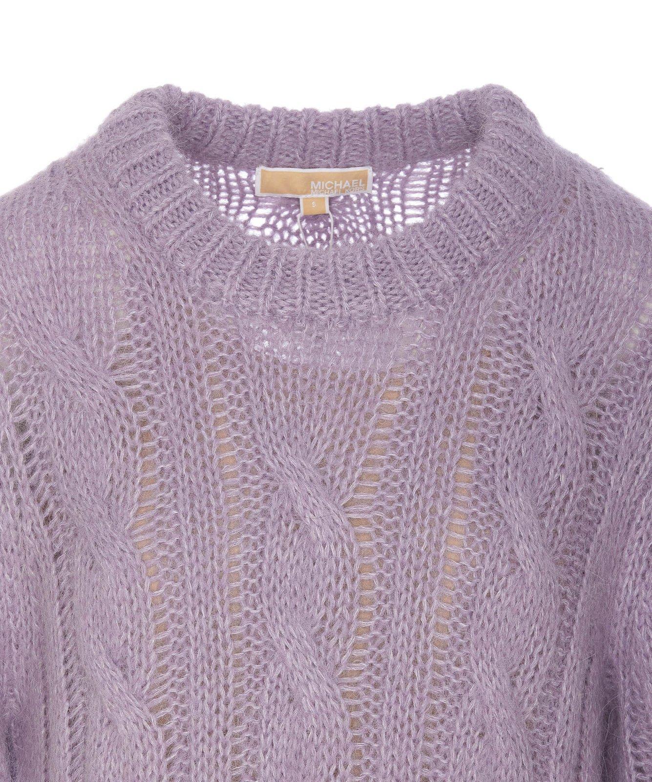 Shop Michael Kors Cable Knit Dress In Purple