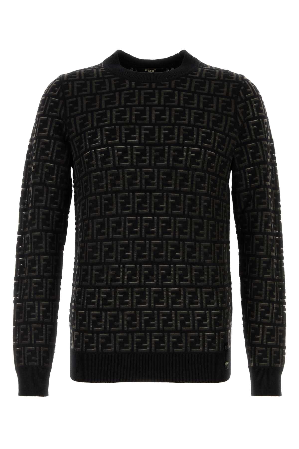 Shop Fendi Embroidered Wool Blend Sweater In Black