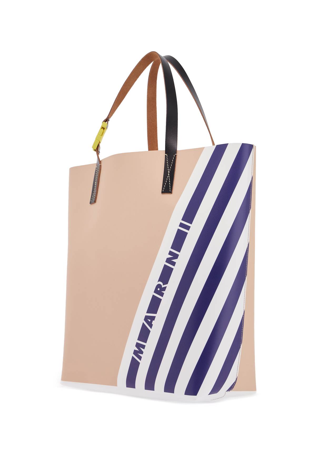 Marni Tribeca Tote Bag In Blue China/white/winter Wheat