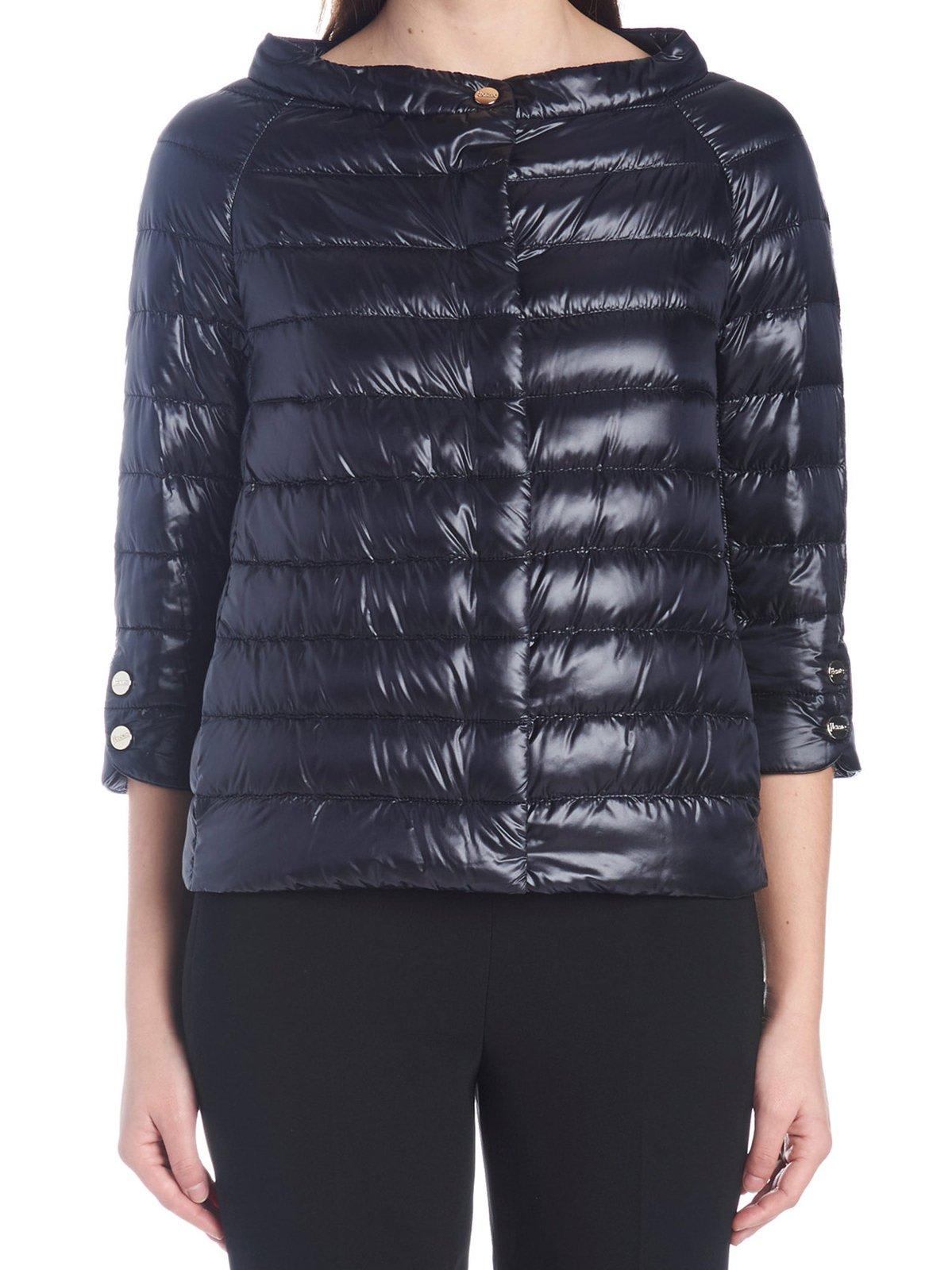 Herno Cropped Sleeve Padded Jacket In Nero